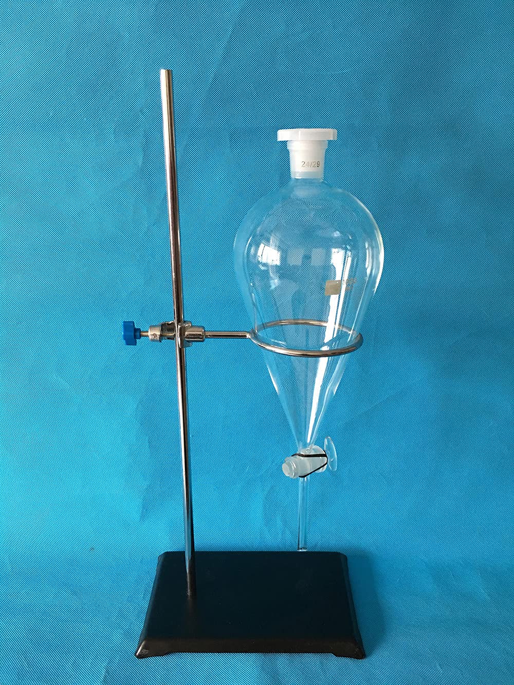 EAT1 1000 ml Glas-Trenntrichter-Set, 1000 ml, mit Glasstopkorken und Ringständer