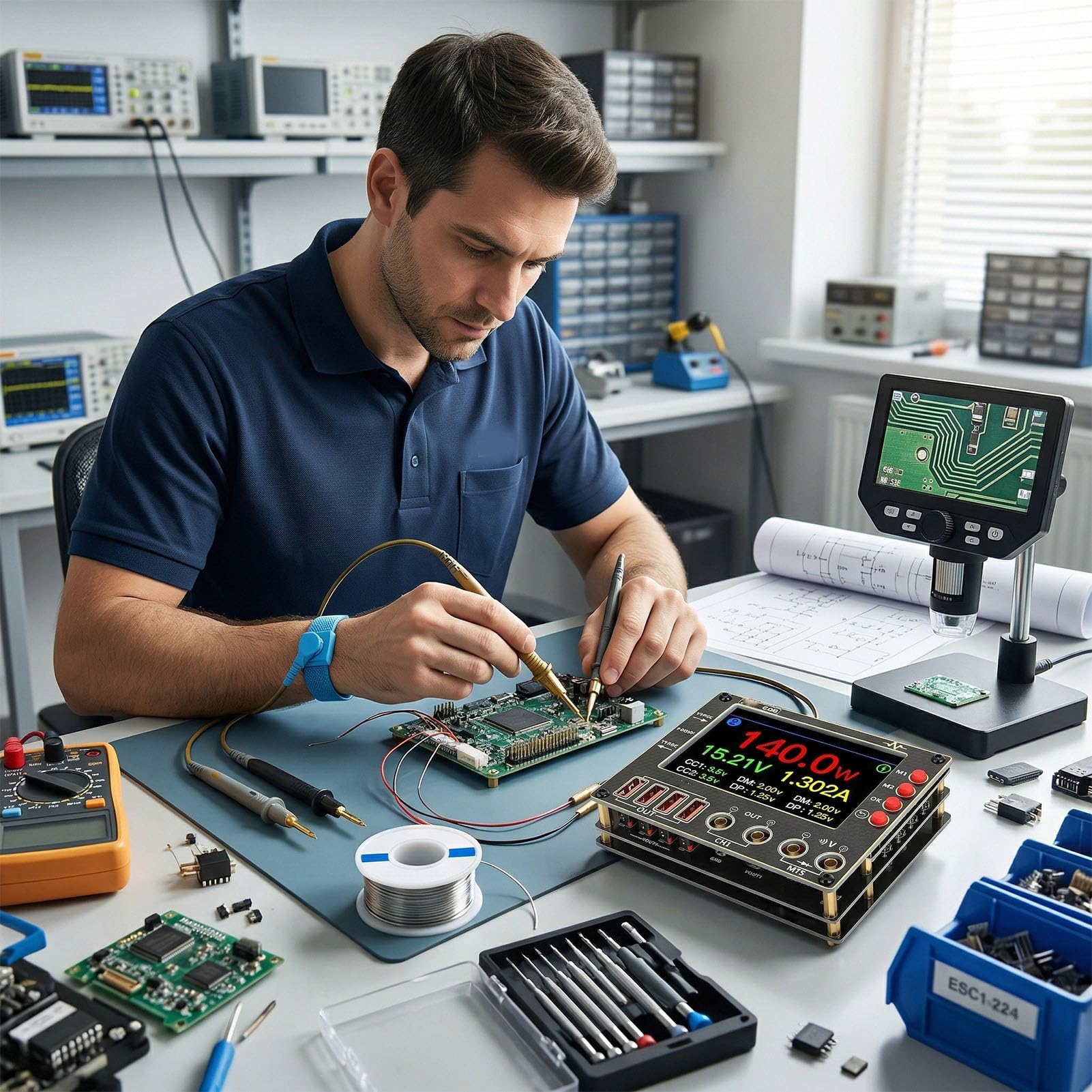 Eujgoov Miernik Przebiegu Prądu I2C C09, Dwukanałowy Tester Napięcia Napięcia 0 40 V z 4-calowym Wyświetlaczem HD, Szybkie Skanowanie Diod w Celu Analizy Protokołu Obciążenia Zasilacza