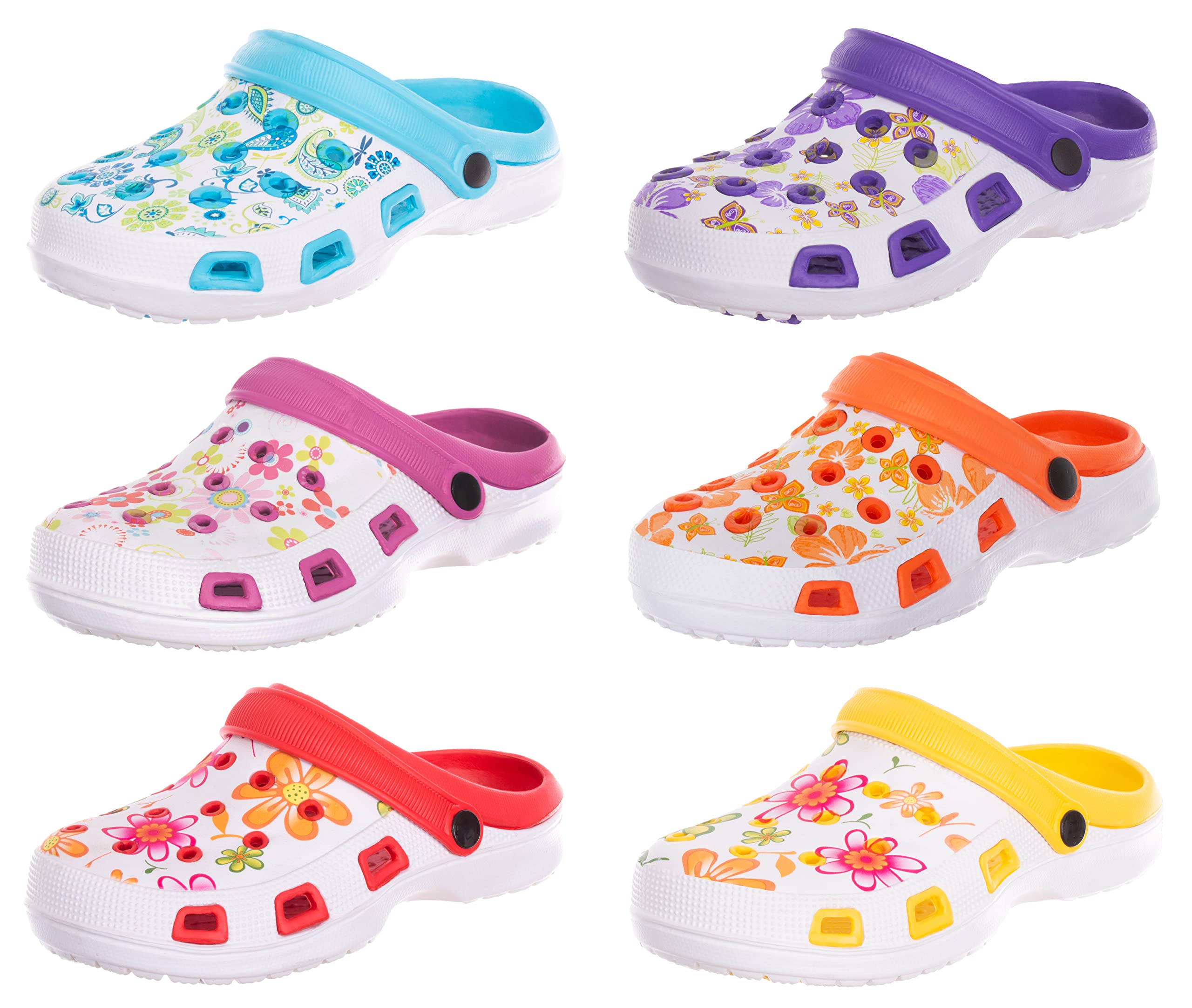 Brandsseller Damskie chodaki ogrodowe, buty ogrodowe, pantofle, lekkie kapcie z kwiatowym wzorem