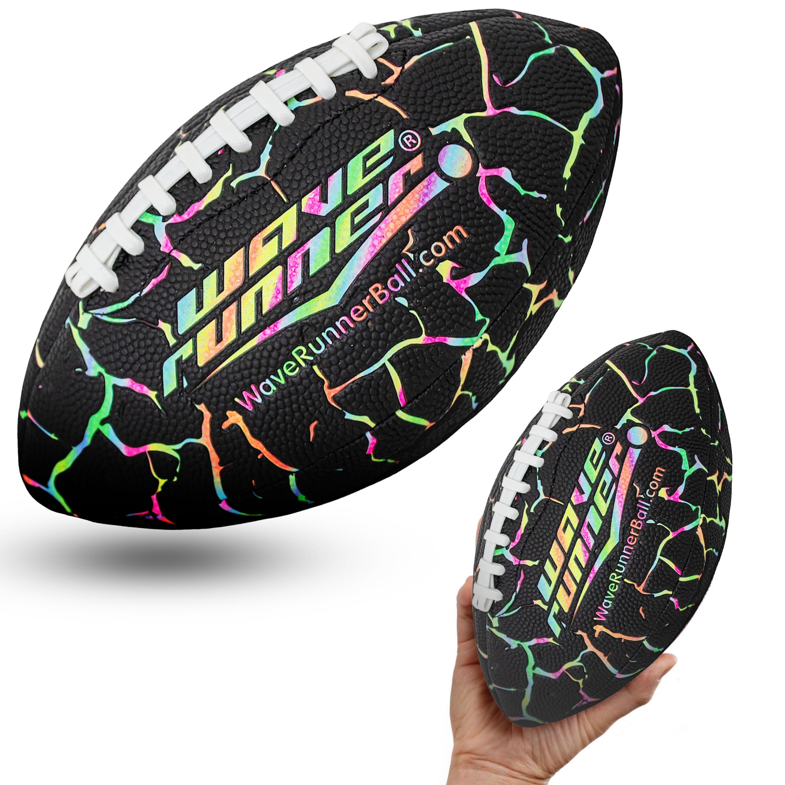Wave Runner Grip It Waterproof Junior Size Football, 9.25 Size, Durable & Double Laced, Perfect for Beach Accessories, Kids Games, Pool Toys, Outdoor Games, All-Weather Indoor & Outdoor Play