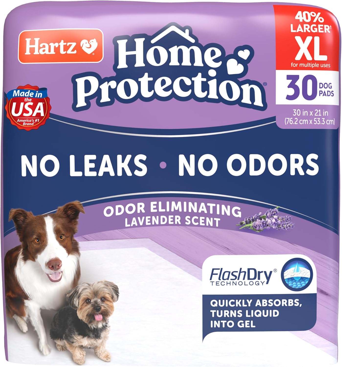 Hartz House Safety Lavender Scented USA Made Canine Pads, XL 30 depend, Tremendous Absorbent & Will not Leak, Odor Eliminating