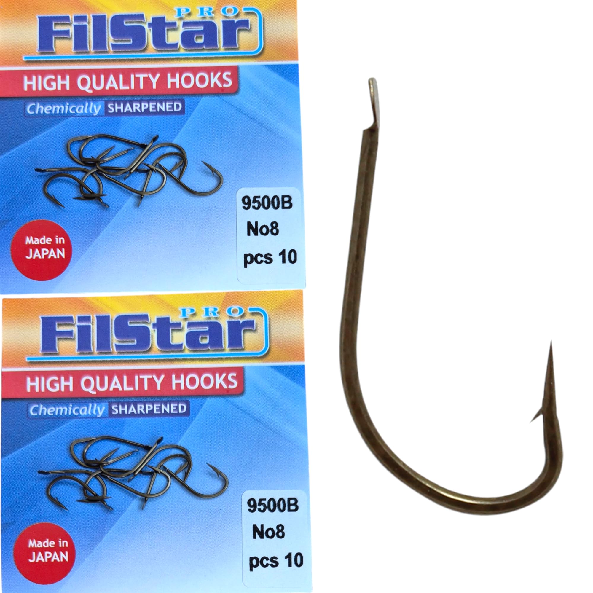 PRO FILSTAR 20 Pieces Fishing Hook Set N8, Carp Fishing Hooks, Carp Fishing Accessories, Barbed Carp Hooks