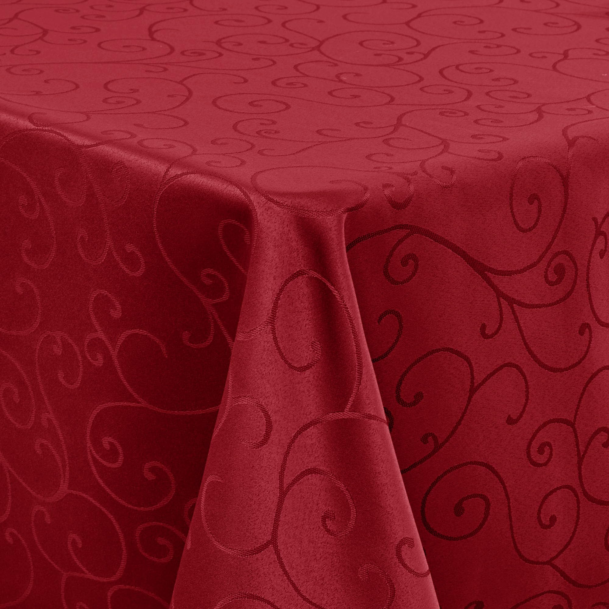 Deconovo Jacquard Wipe Clean Tablecloth Rectangular Water Resistant Party Table Cloth for Outdoor Dining Birthday 59x118in(150x300cm) Red