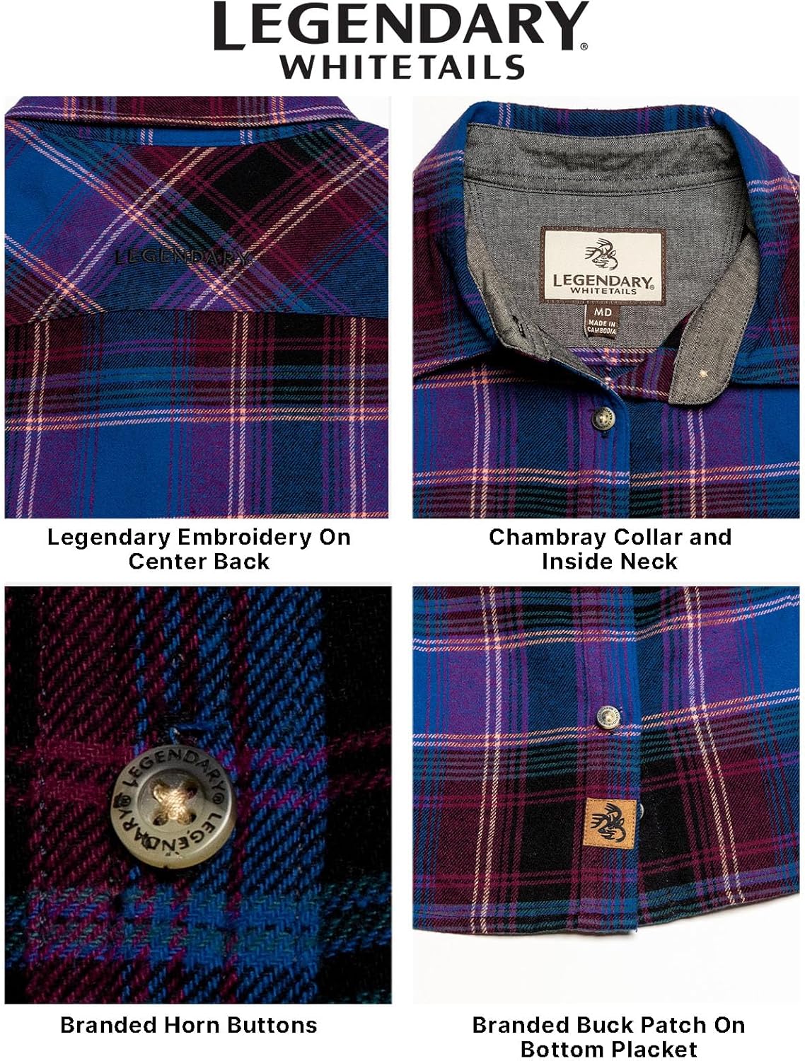 Legendary Whitetails Women’s Long Sleeve Plaid Flannel Button Up Shirt 100% Cotton - Image 6
