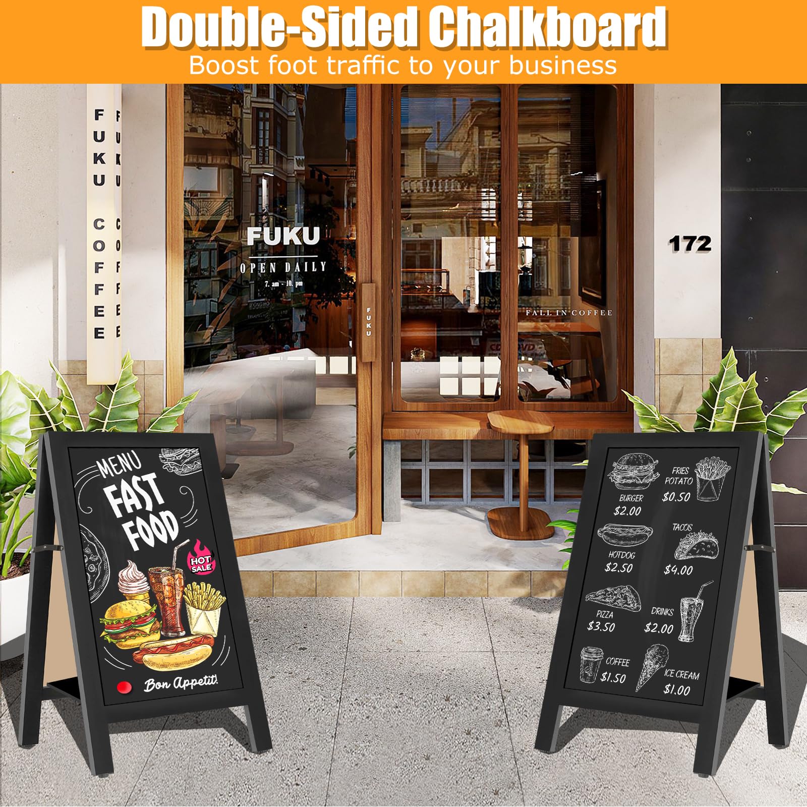 Tableau Ardoise Magnétique 45x85 cm Stop Trottoir avec Étagère,Noir