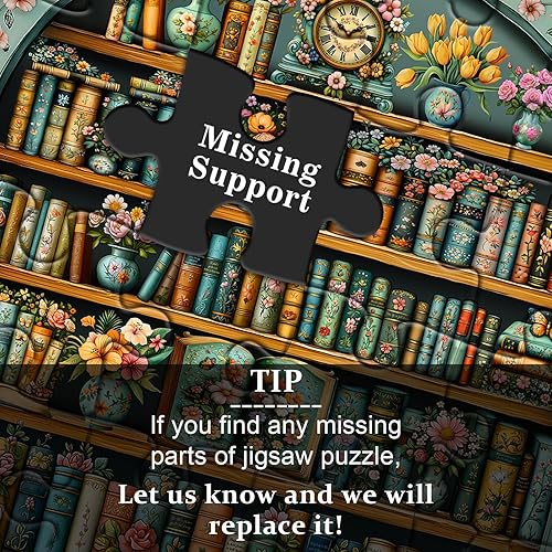 Miniatura 8 de Rompecabezas vintage para adultos de 1000 piezas, biblioteca de rompecabezas de biblioteca de rompecabezas de flores silvestres, rompecabezas de