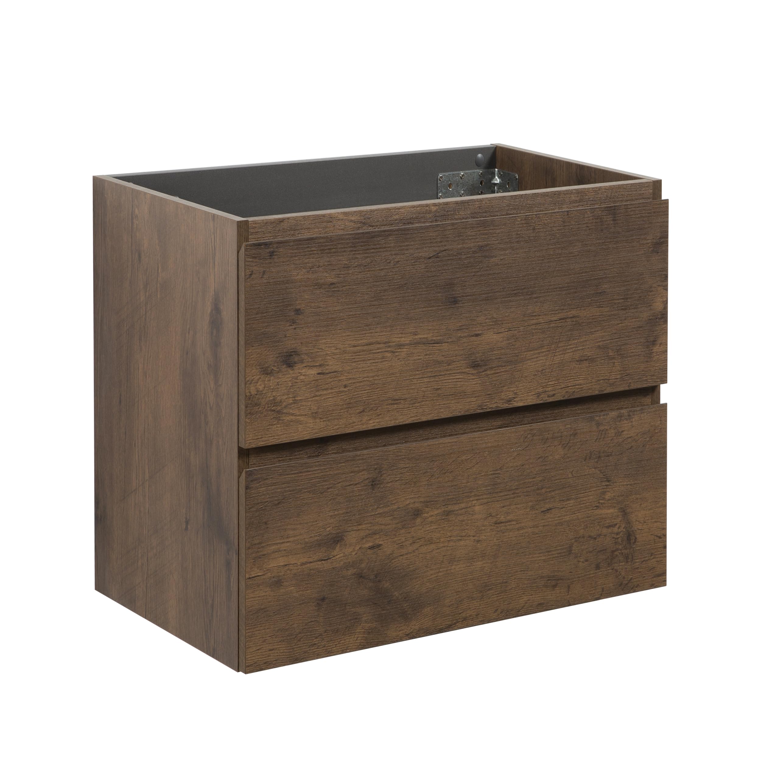 24W-105,Wall Mount Cabinet Without Basin,Walnut Color,with Two Drawers, Pre-Assembled