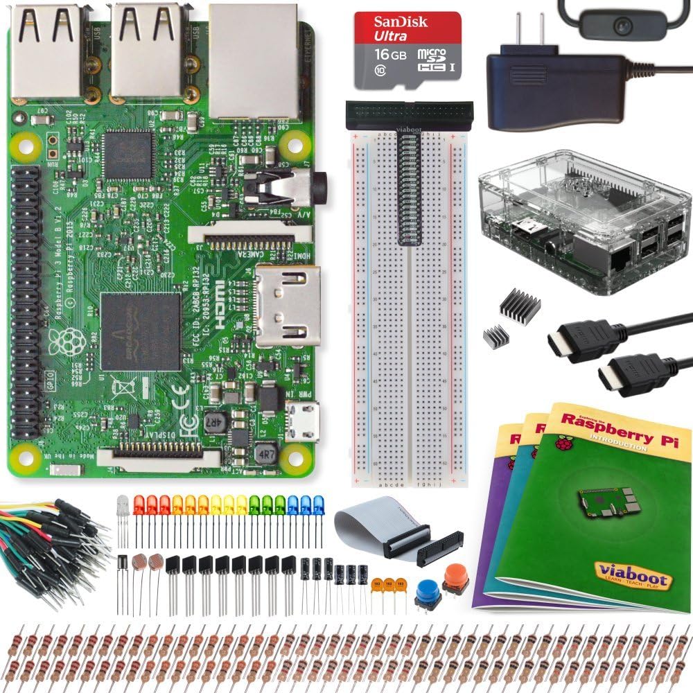 Viaboot Raspberry Pi 3 Ultimate Kit — Official Micro SD Card, Premium Clear Case Edition
