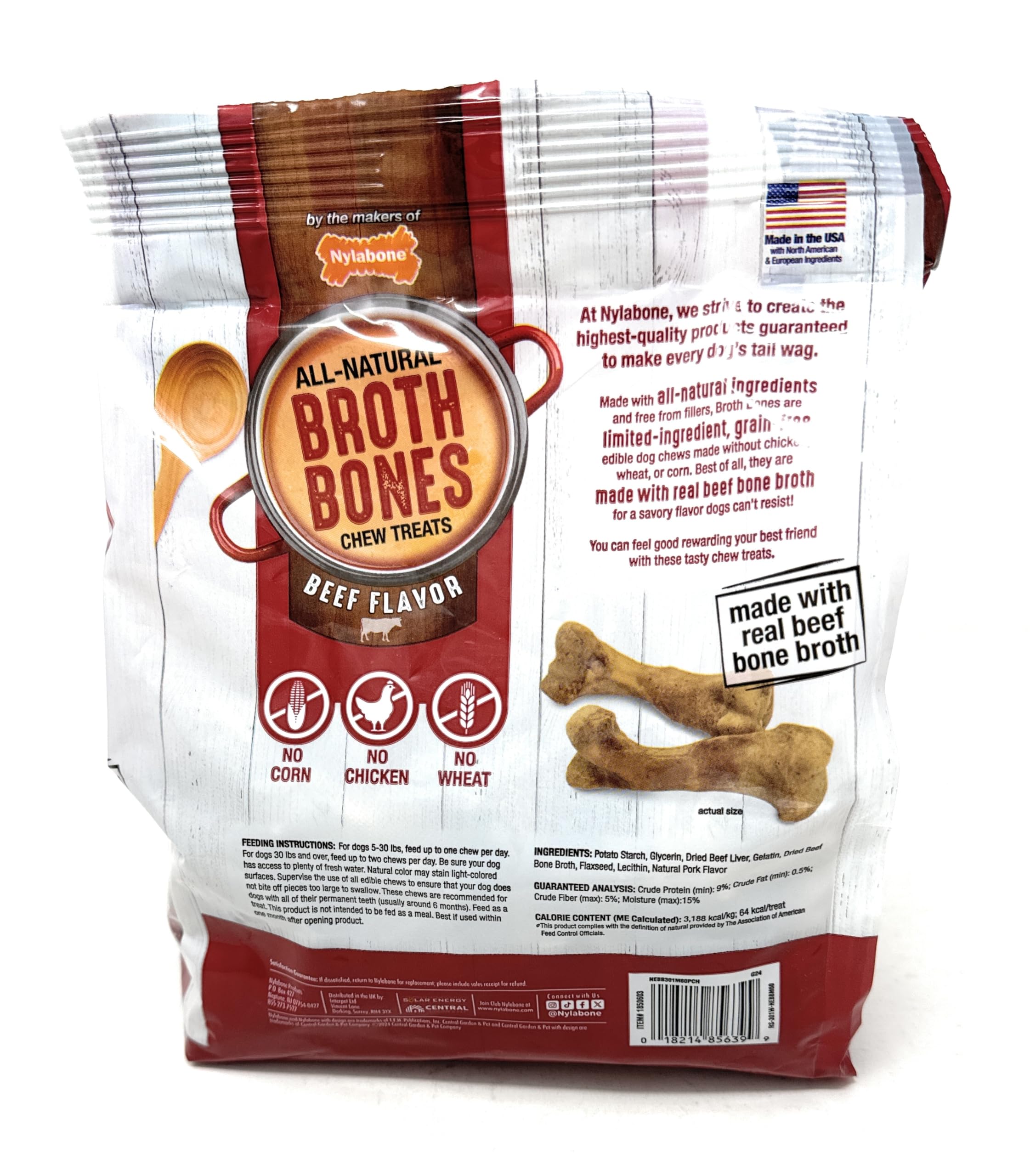 Nylabone Beef Broth Bones for Dogs, 60 Count, 2.6 Lbs thumbnail 3