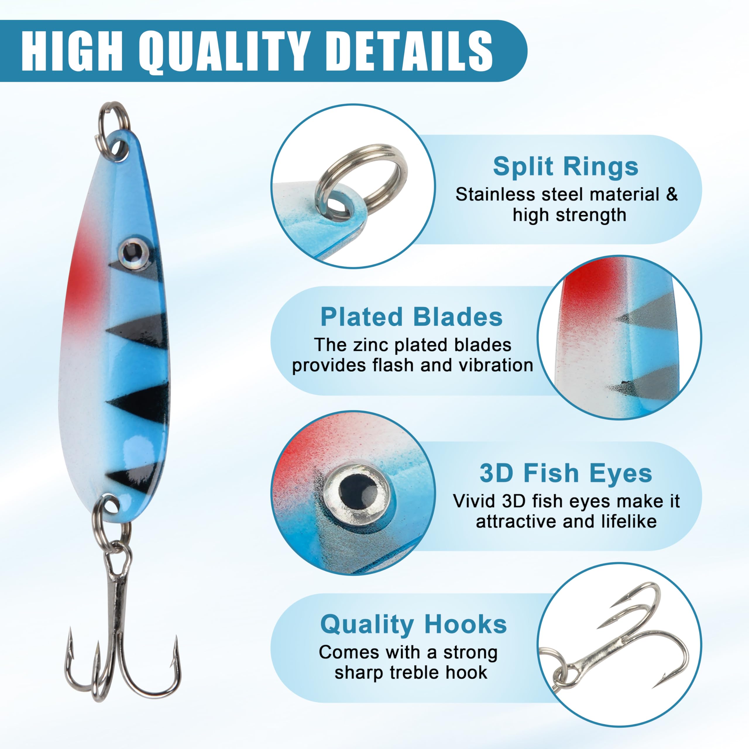 Amazon.com : Fishing Spoons Metal Fishing Lures Kit, 30pcs Hard Spinner Baits Trout Spoons Walleye Lures Casting Lures with Treble Hooks for Bass Pike Crappie Trout : Sports & Outdoors Amazon.com : Fishing Spoons Metal Fishing Lures Kit, 30pcs Hard Spinner Baits Trout Spoons Walleye Lures Casting Lures with Treble Hooks for Bass Pike Crappie Trout : Sports & Outdoors