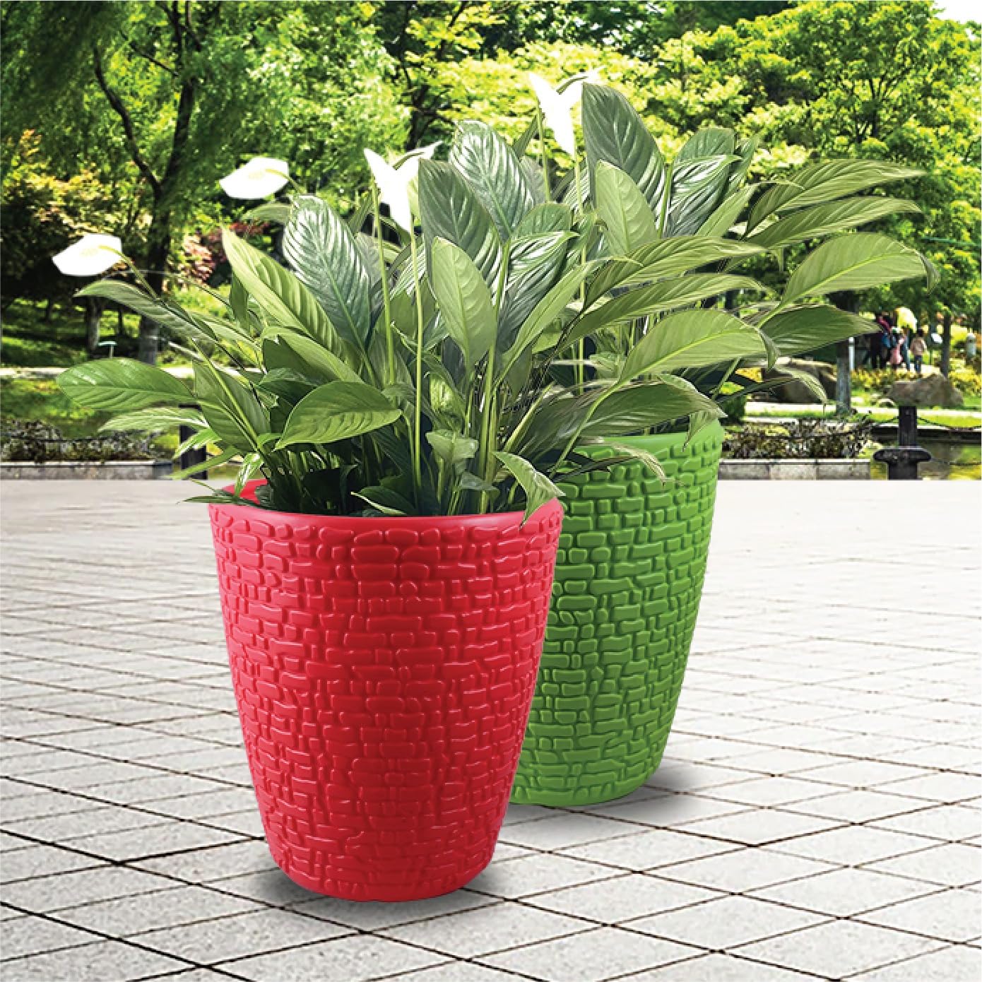 Elegant Flower Pot for Indoor Plants, Handcrafted Marble Plant Container for Indoor, Outdoor, Balcony, Garden, or Terrace Decoration, 8 Inch Pots of Red and Green Color Combo Pack of 2 (B0CC5PNNWH) Amazon Price History, Amazon Price Tracker