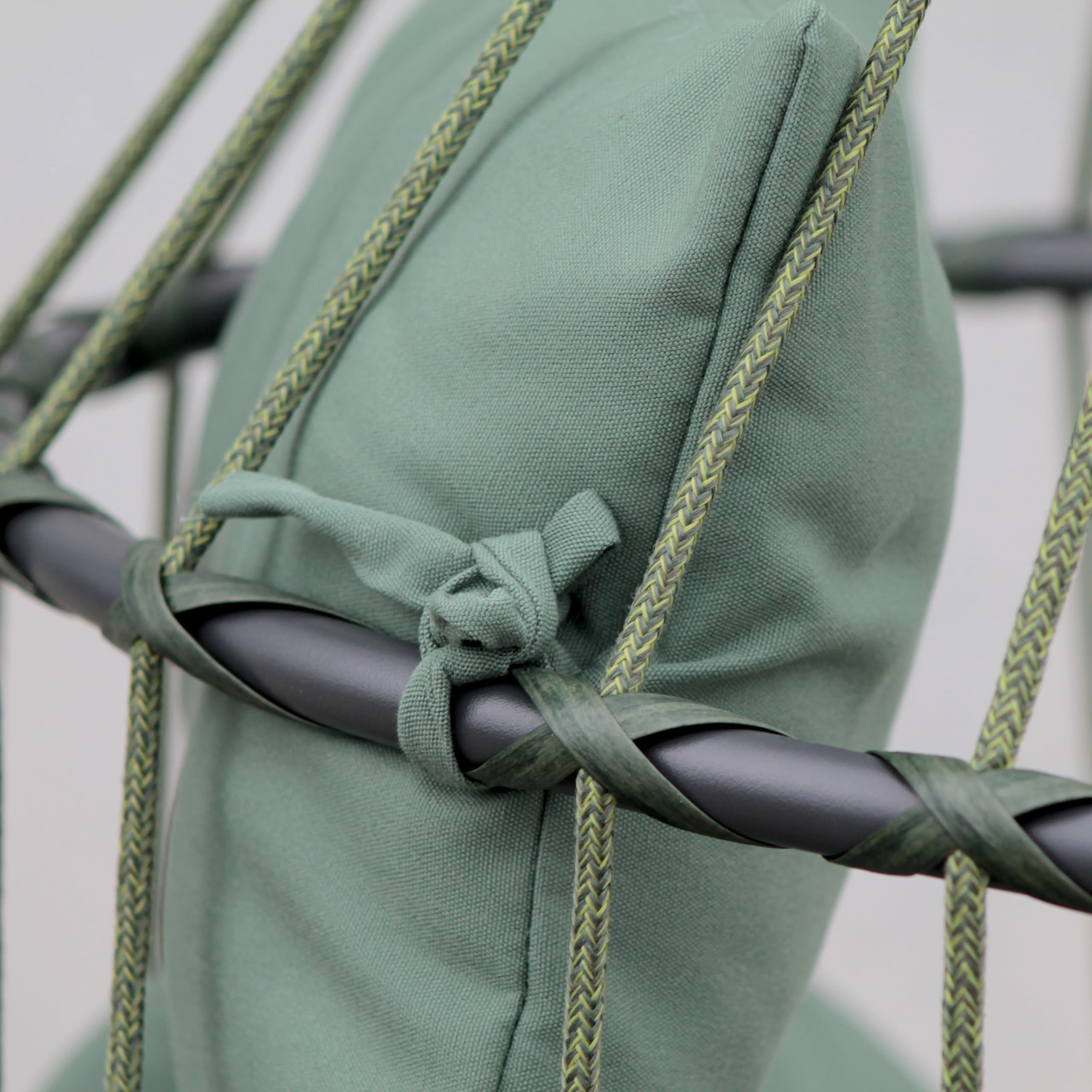 Brigros - Sedia A Dondolo Sospesa Da Esterno Modello Rawak Con Supporto A Terra In Acciaio, Poltrona Sospesa Da Giardino Pieghevole Con Corda E Cuscino Impermeabile (Verde)