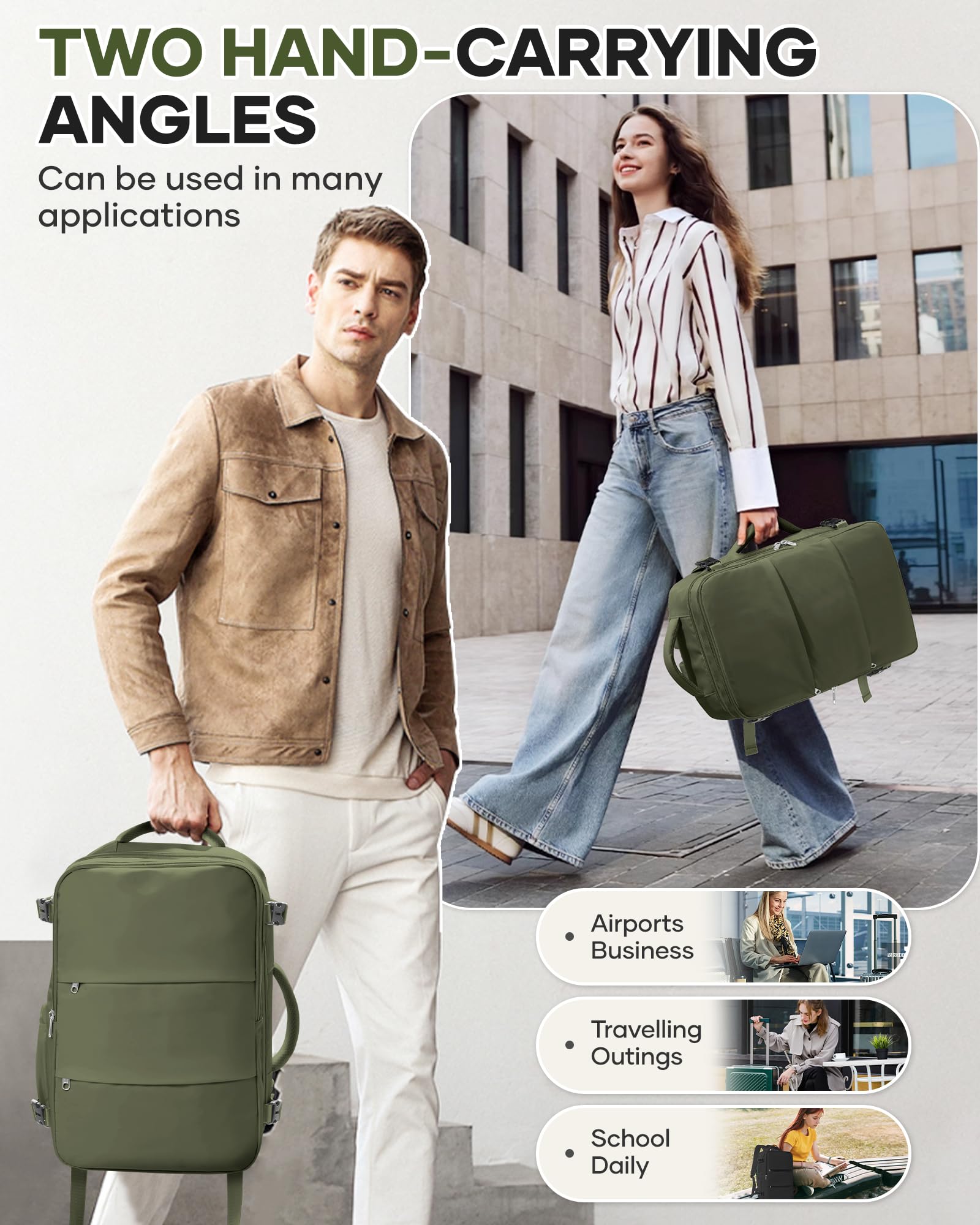 BJLFS Borse da Cabina per Ryanair 40x30x20 Zaino sottovuoto da viaggio 40x20x25 Bagaglio a Mano con compressione sottovuoto,Zaino Easyjet 45x36x20,Zaini Casual per laptop da 14 pollici per scuola