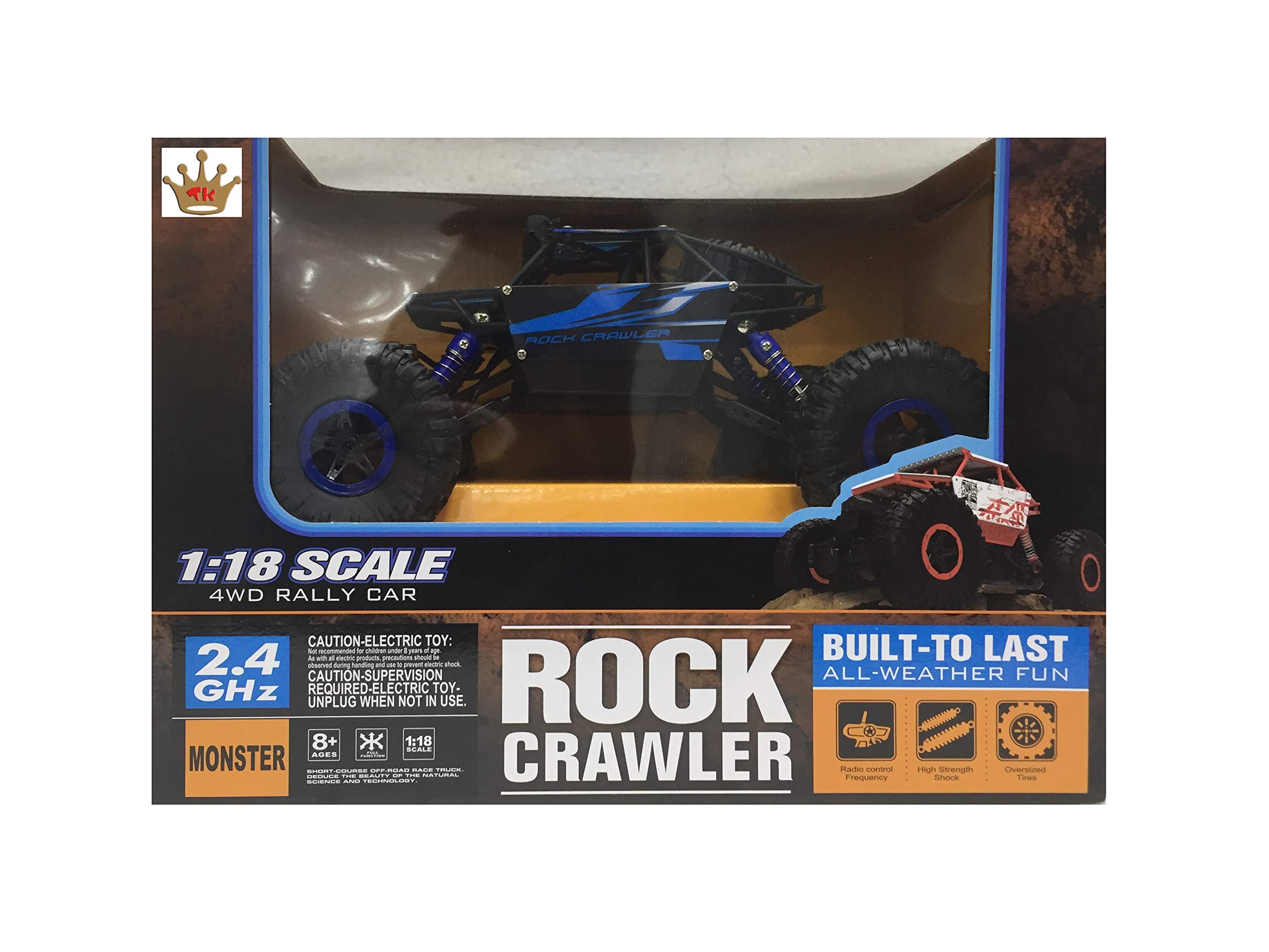 TOYKINGDOM  Rock  Through Bay  Rock   Crawler  1:18 Scale 4Wd Rally Car - The Mean Machine (Blue)