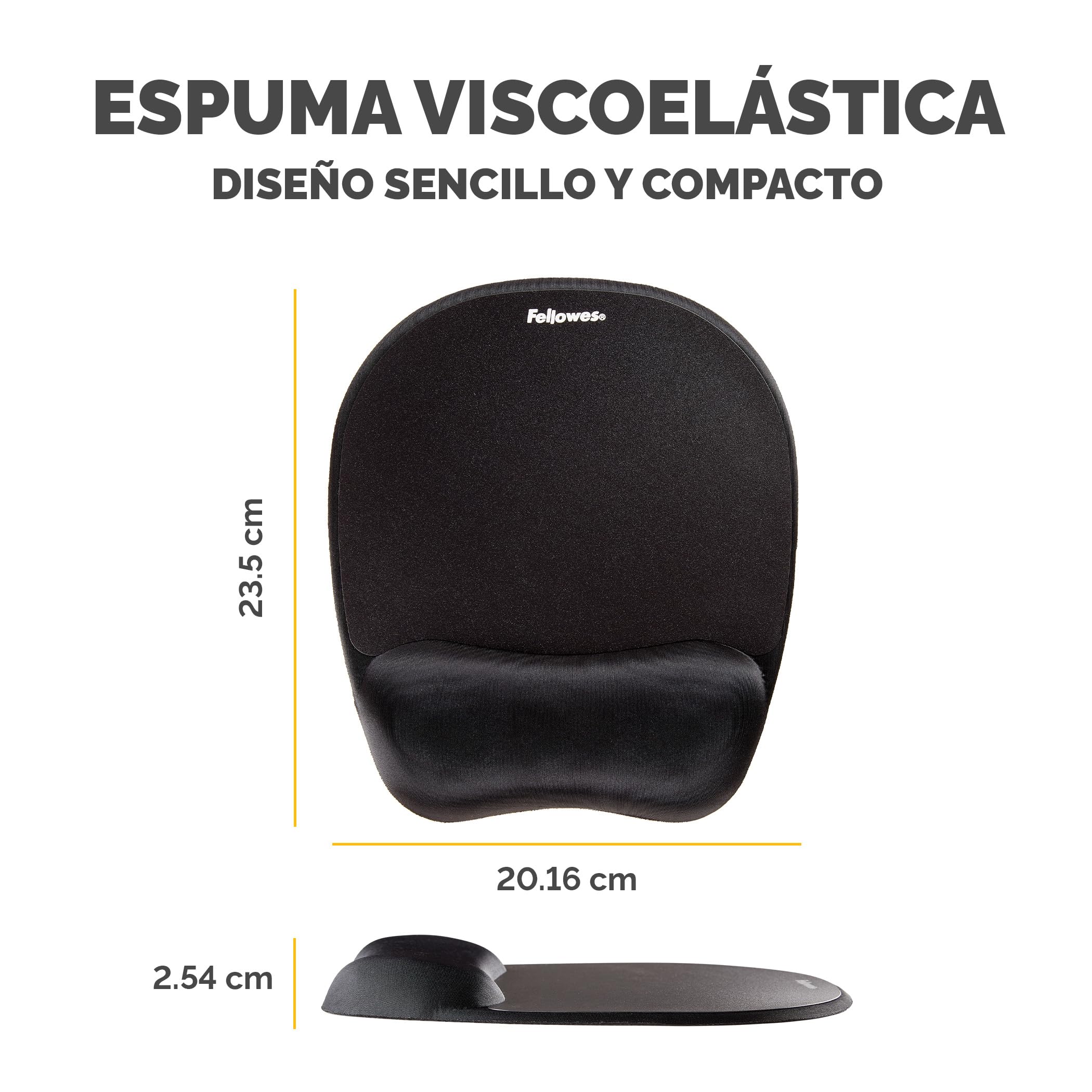 Fellowes Alfombrilla para ratón con reposamuñecas Everyday - Alfombrilla para ratón ergonómica para ordenador portátil, reposamuñecas ergonómico - Negra