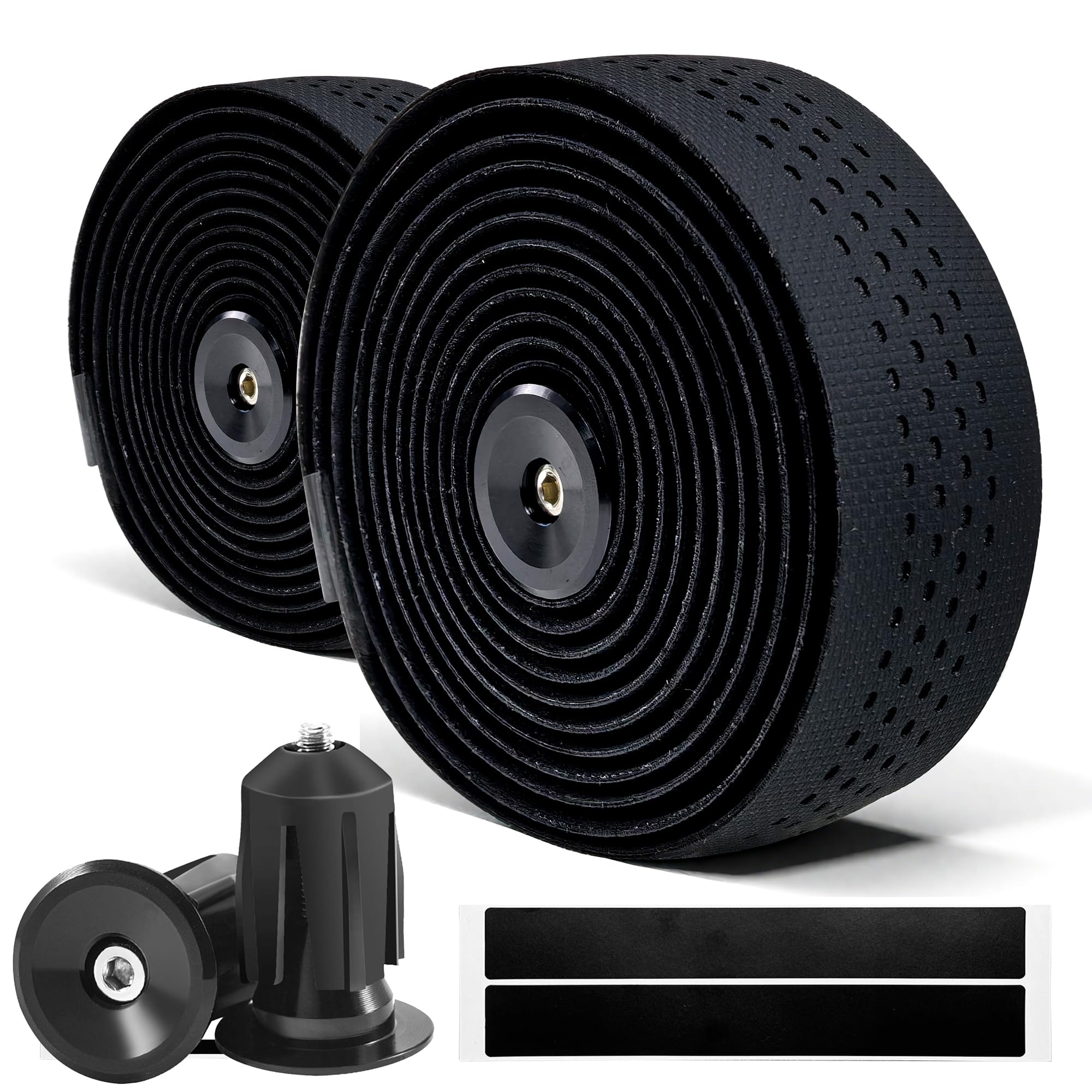 CLUTUTJL Road Bike Handlebar Tapes, Black Bicycle Bar Tape with High Stain Resistance Silicone Surface, Shock Absorbing EVA Bike Grip Tapes for Handlebar (Set of 2, Black)