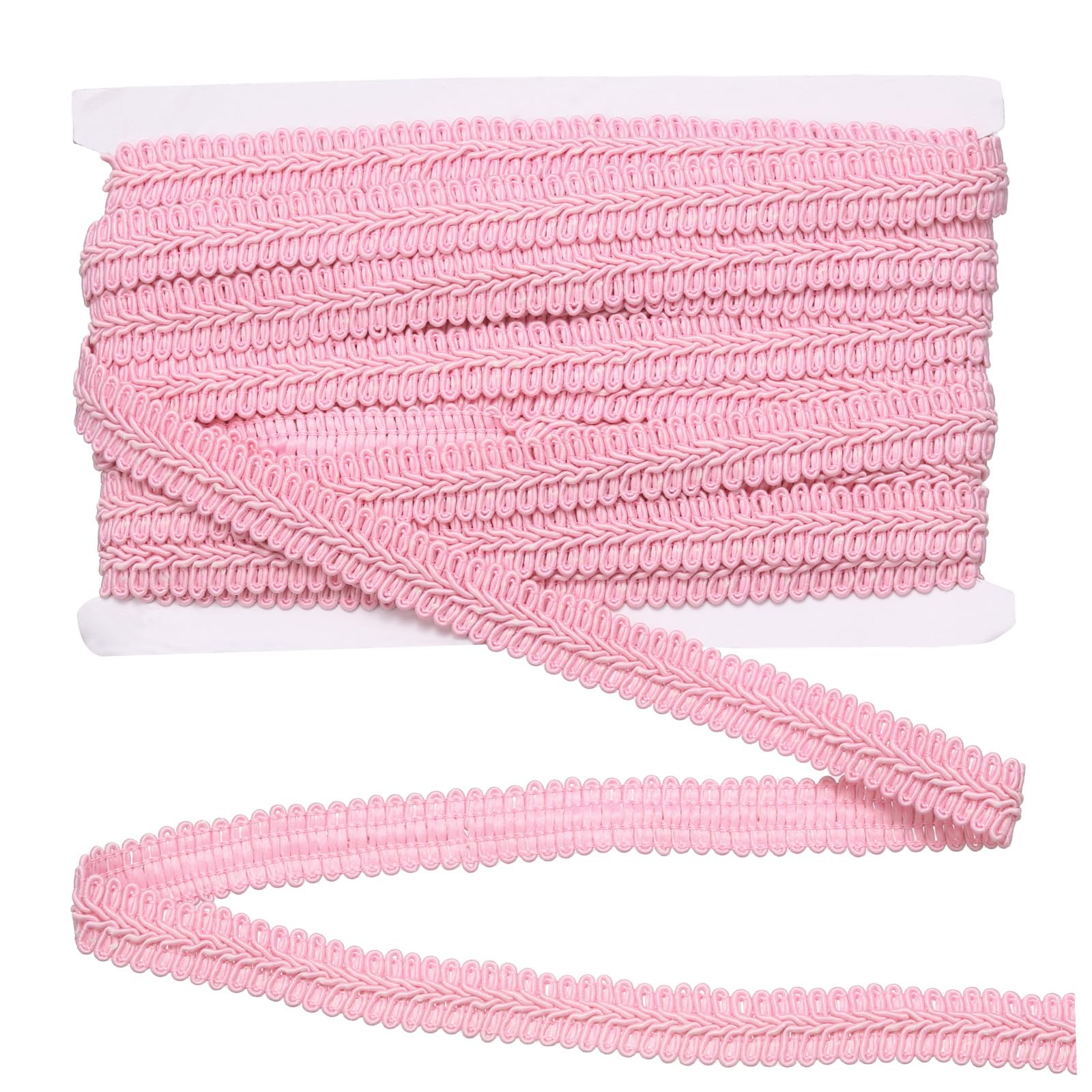 sourcing map 0.8 cm x 27 Yards Gimp Braid Trim, Upholstery Trim Polyester Braid Ribbon Curtain Decorative Edge Lace for Home Decor DIY Crafts Sewing Costume, Pink