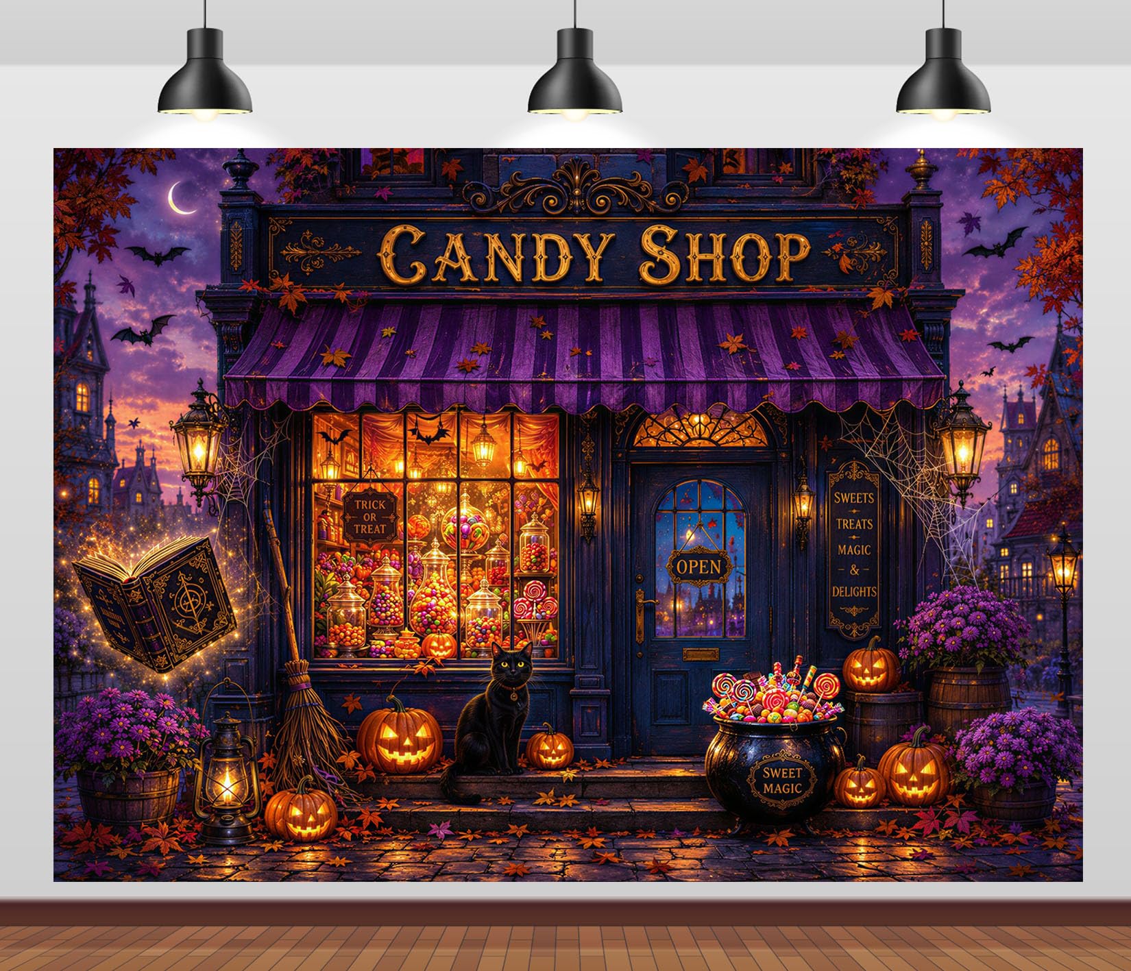 10x6.5FT (3x2m) Negozio Dolci Halloween Sfondo Fotografico