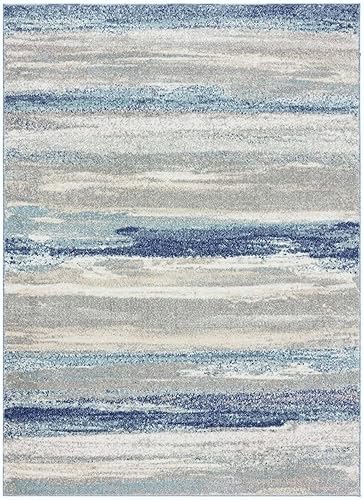 Miniatura 2 de LUXE WEAVERS Alfombra moderna resistente a las manchas, color amarillo y azul, tamaño 5 x 7