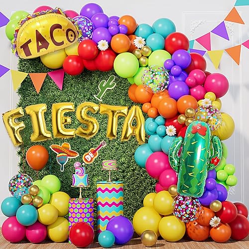 Kit de arco de globos para fiesta, 154 piezas, suministros para fiestas de taco del Cinco de Mayo, decoraciones de cumpleaños de canticos con