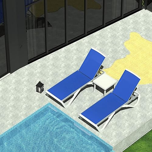 Miniatura 17 de Domi - Silla de salón para exteriores, tumbona de aluminio para patio con respaldo y ruedas ajustables de 5 posiciones, silla reclinable para todo