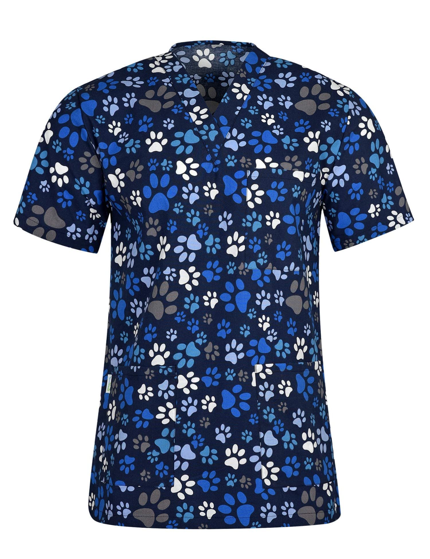 B-wellLorenzo Unisex Veterinary Nurse Gifts Veterinary Scrub Tops for Men Veterinary Scrub Tops for Women Veterinary Scrubs with 3 Pockets