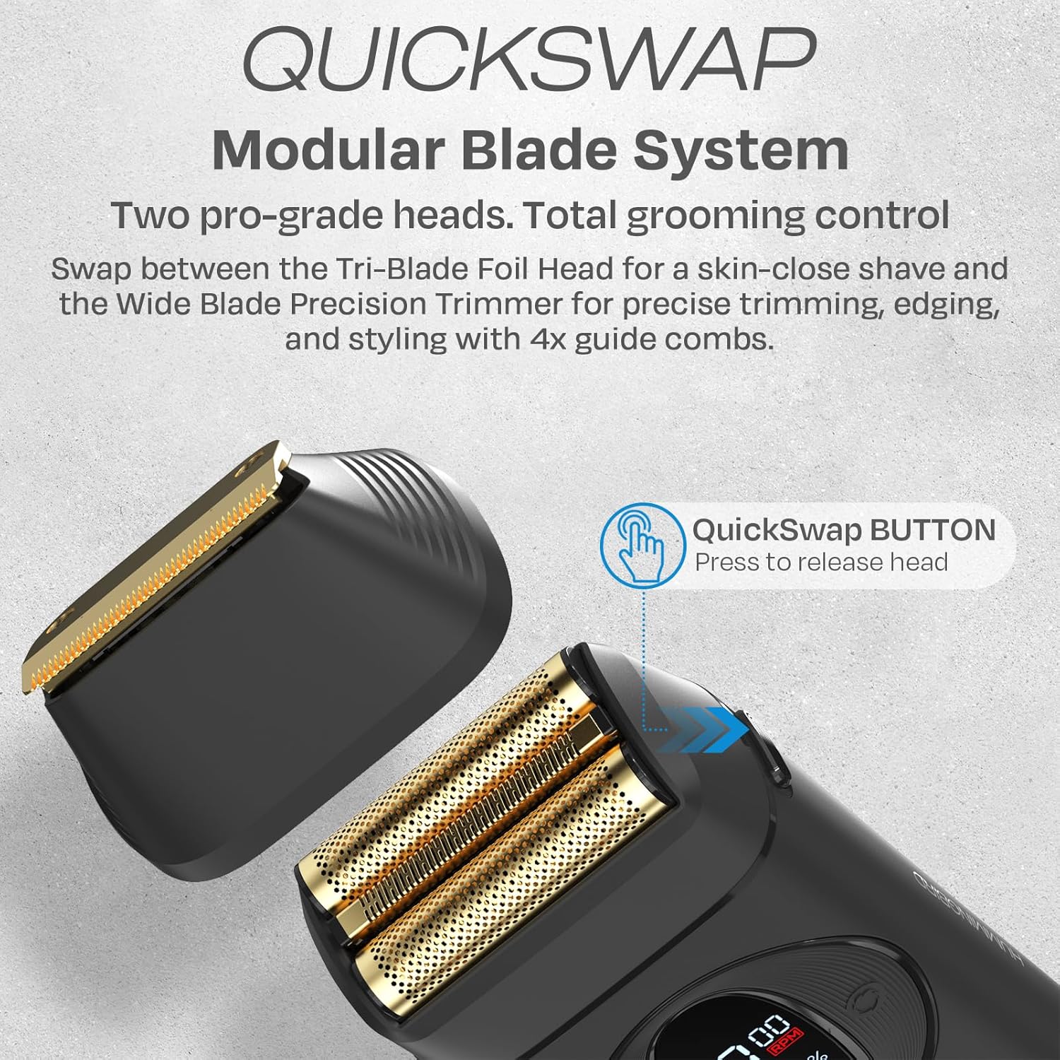 HUMMINGBIRD MK17 DualPro Foil Shaver & Beard Trimmer for Men – Gold Titanium Blades, Digital Display, Wet/Dry, USB-C & Wireless Charging Dock with One Additional Foil Replacement Blade