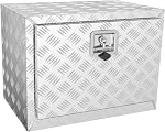 VEVOR Underbody Truck Box, 24"×17"×18" Pickup Storage, Durable Aluminum Diamond Plate Toolbox with Lock & Keys, Weatherproof Trailer Box with T-Handle Latch for Truck, Van, Trailer
