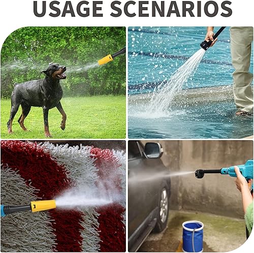 Miniatura 5 de Lavadora a presión inalámbrica, limpiador eléctrico portátil, agua de alta presión de 750 PSI, 3 velocidades, boquilla 6 en 1 lavadora a presión de