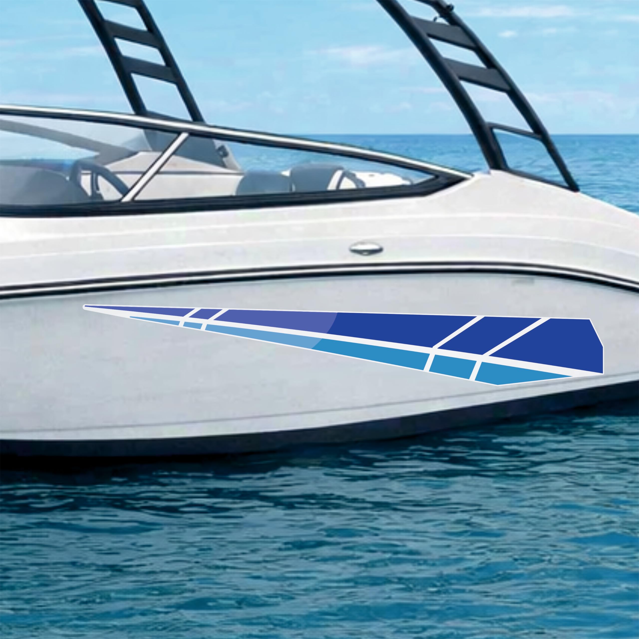 Set di Adesivi per Barca Nautica in PVC Air Free - Yatch - barca a vela - motoscafo, Blu, 4 Pezzi, 50x7 cm e 100x14 cm 0473