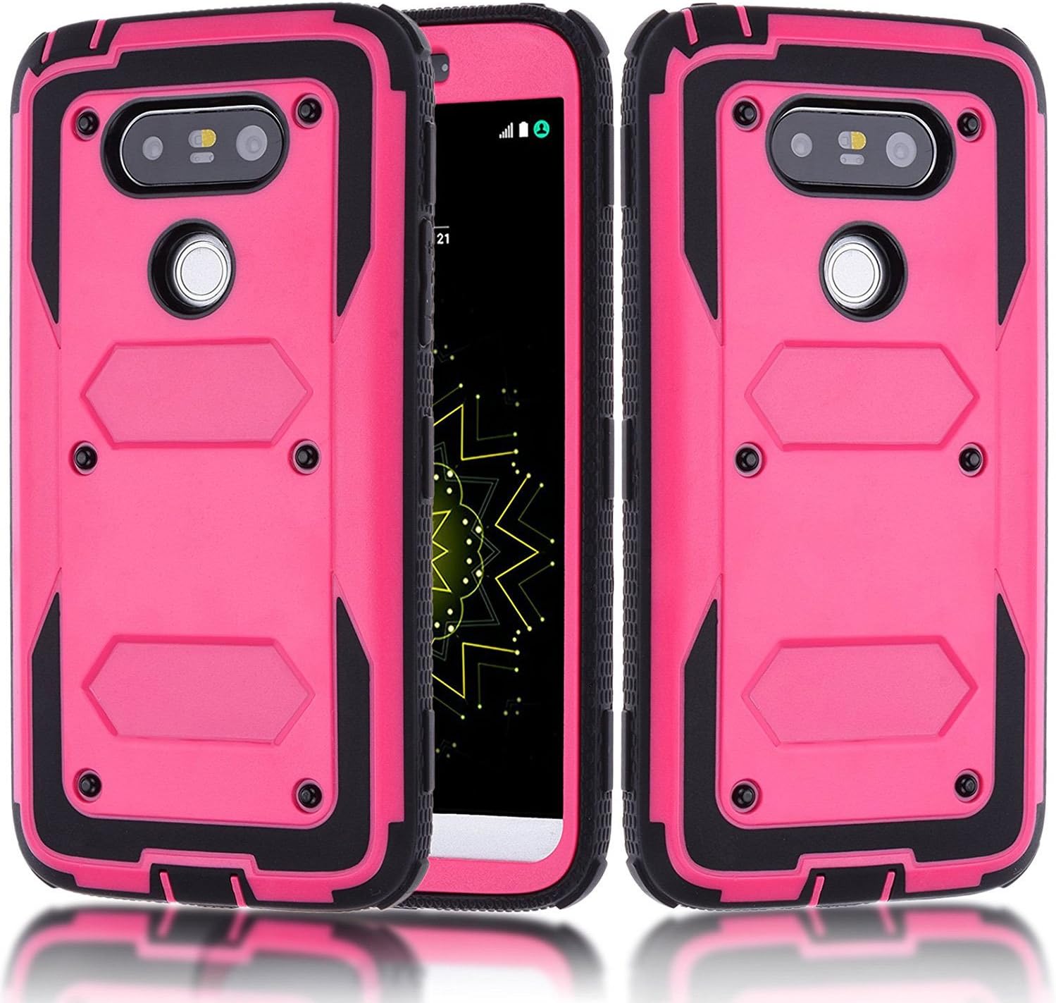 J.west G5 Case, Full-Body Rugged Combo Holster G5 Case + Belt Swivel Clip Shock Absorption TPU Scratch Resist Bumper Protective Cover Without Built-in Screen Protector for G5 2016 (Rose Pink)