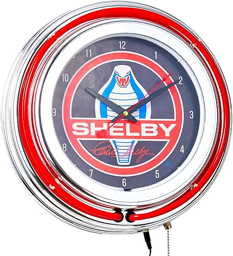 American Art Decor Reloj de pared retro neón  Reloj analógico vintage redondo a pilas con cadena de tracción  para bar, cueva de hombre, garaje,