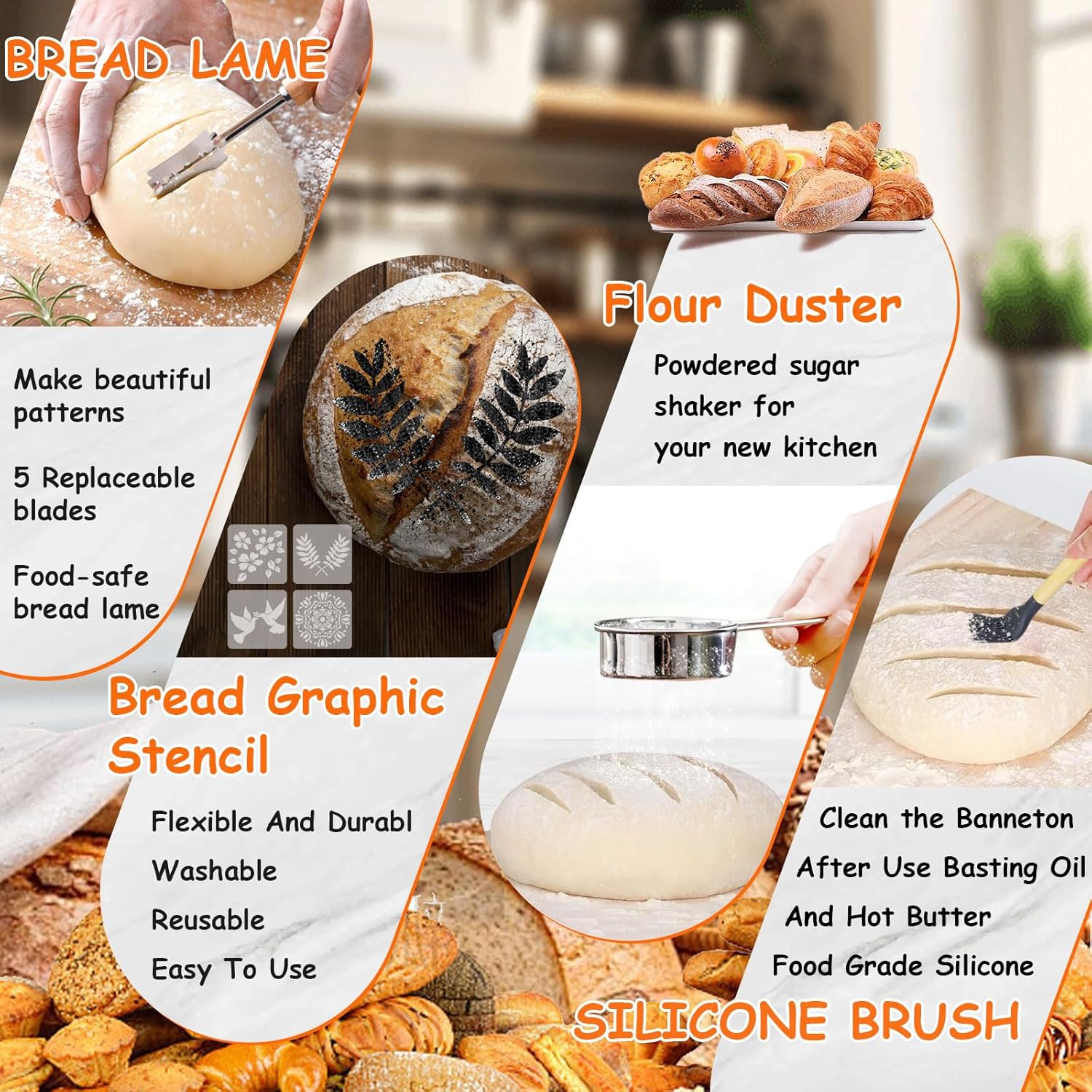 Sourdough Starter Kit, Sourdough Bread Baking Supplies, Cotton Rope Banneton Bread Proofing Basket Set with Sourdough Starter Jar for Bread Making Baking, Sour Dough Kit Tools Gifts for Bakers Women - Image 5