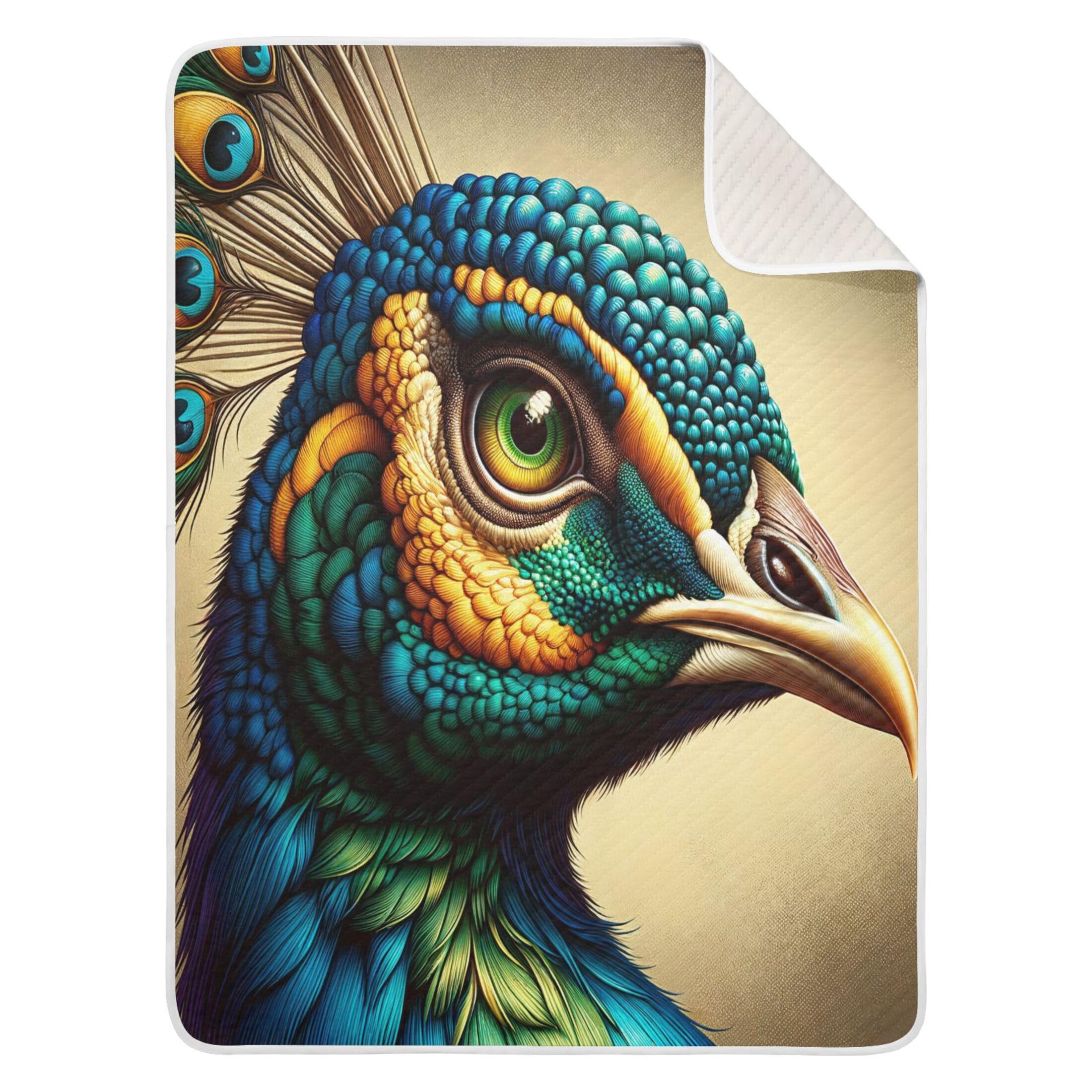 Burbuja Peacock Head Baby Blanket for Boys Girls, Nursery Soft Warm Swaddling Receiving Baby Blankets, 30x40 in Toddler Blanket