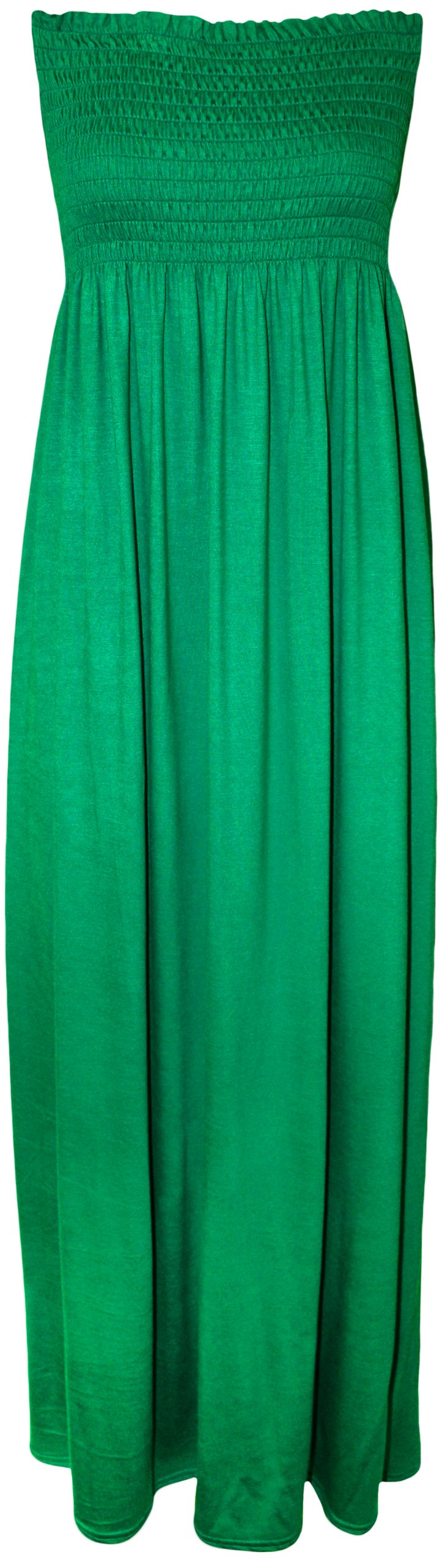 WearAll Plus Size Womens Shirred Ladies Bandeau Strapless Long Maxi Dress - Jade - 20-22