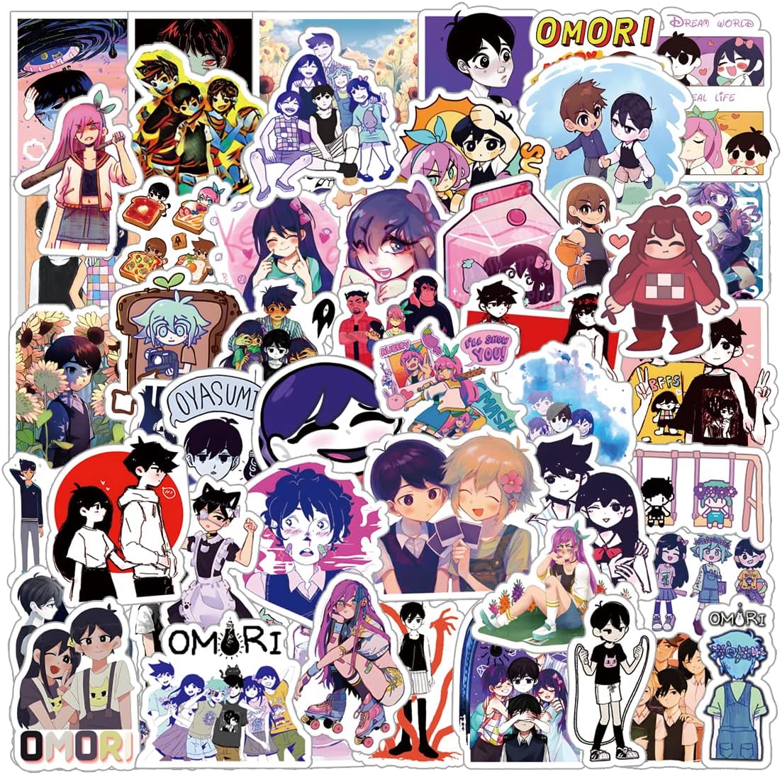 62Pcs Cool Omori Game Stickers Pack, Horror Aesthetic Vinyl Waterproof Decal for Water Bottle, Laptop, Phone, Scrapbook, Journal for Kids Teens Adults Toddler for Party Supply Favor Decoration…