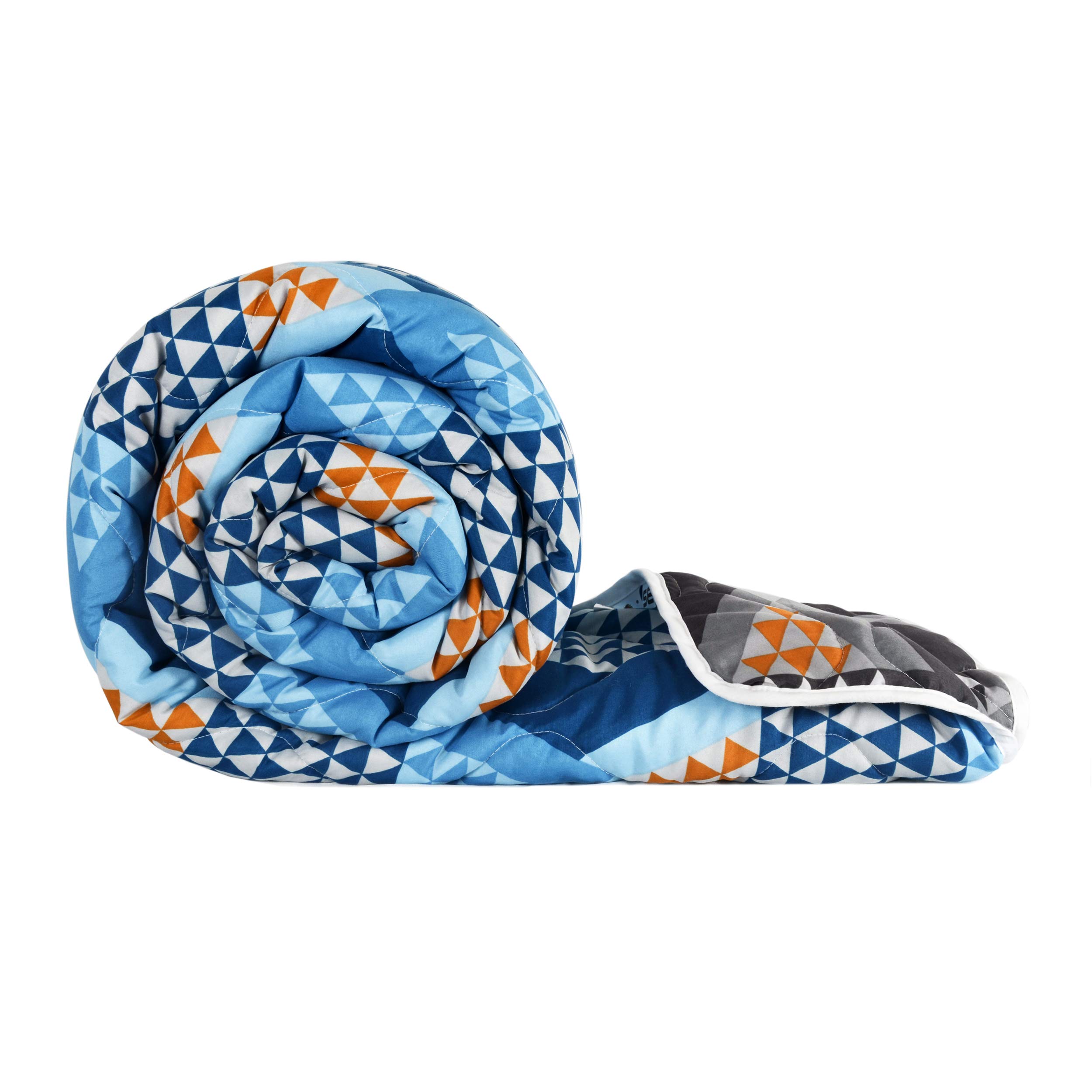 Divine Casa Microfibre Mild Winter 120 GSM Reversible Single Bed Quilt Comforter Blanket - (Grey and Blue, Geometric)