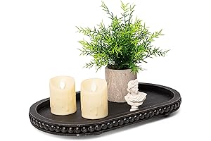 Decorative Serving Tray,15in Oval Black Tray,Rustic Farmhouse Wooden Trays