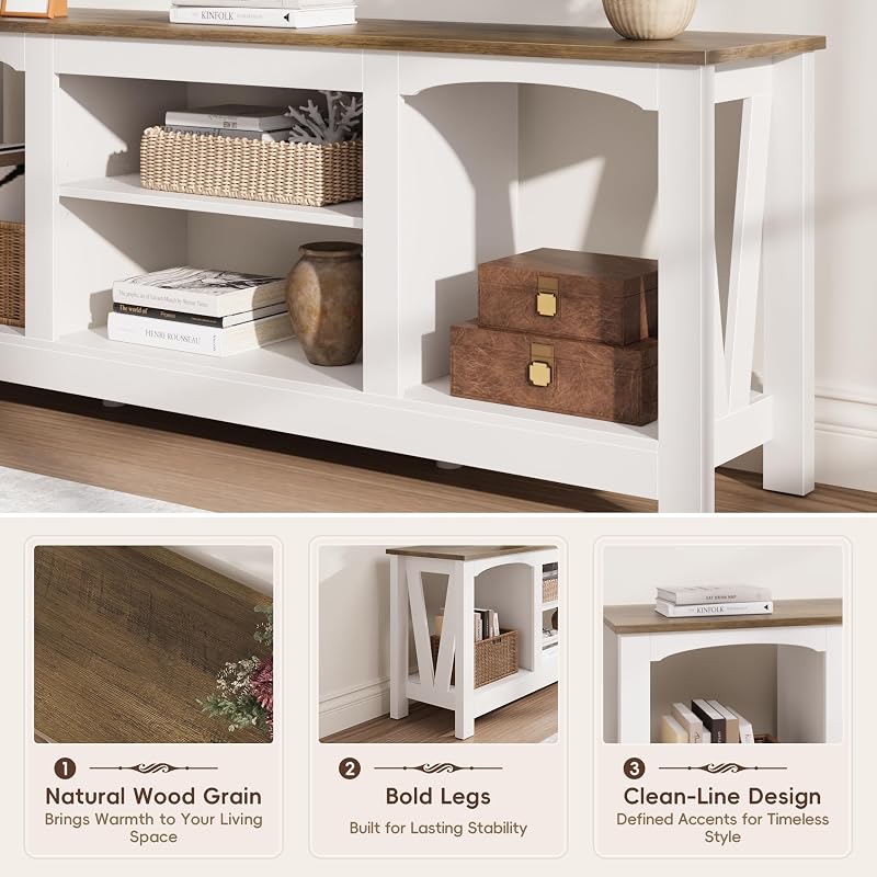JUSTOGO TV Stand for 65 Inch TV, Farmhouse Entertainment Center image 5