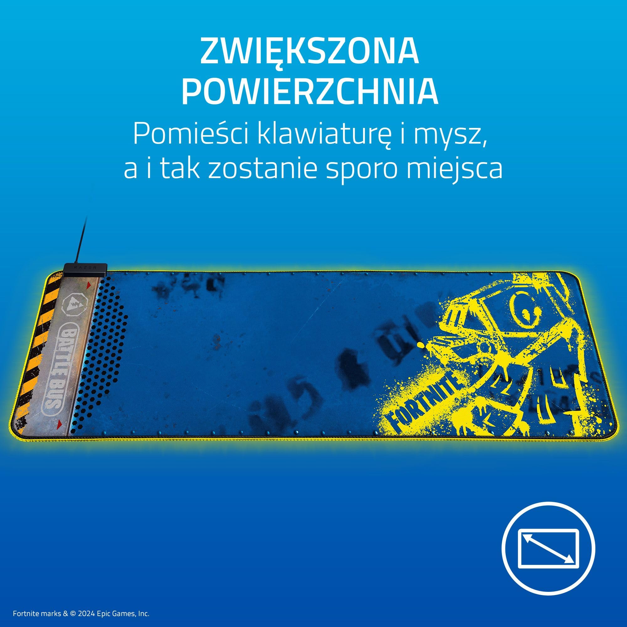 Razer Goliathus Extended Chroma - Fortnite Edition Bardzo duża, miękka podkładka pod mysz do gier z podświetleniem RGB (uchwyt na kabel, zoptymalizowana dla wszystkich myszy) XXL | Fortnite