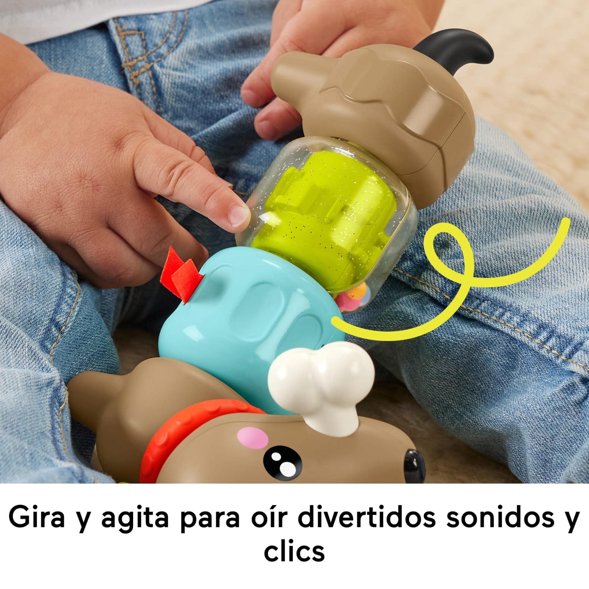 Fisher-Price Perrito de actividades con sonidos y giros, juguete que ayuda a la motricidad con diferentes texturas y colores, para bebés +6 meses (HTW91) — view 4