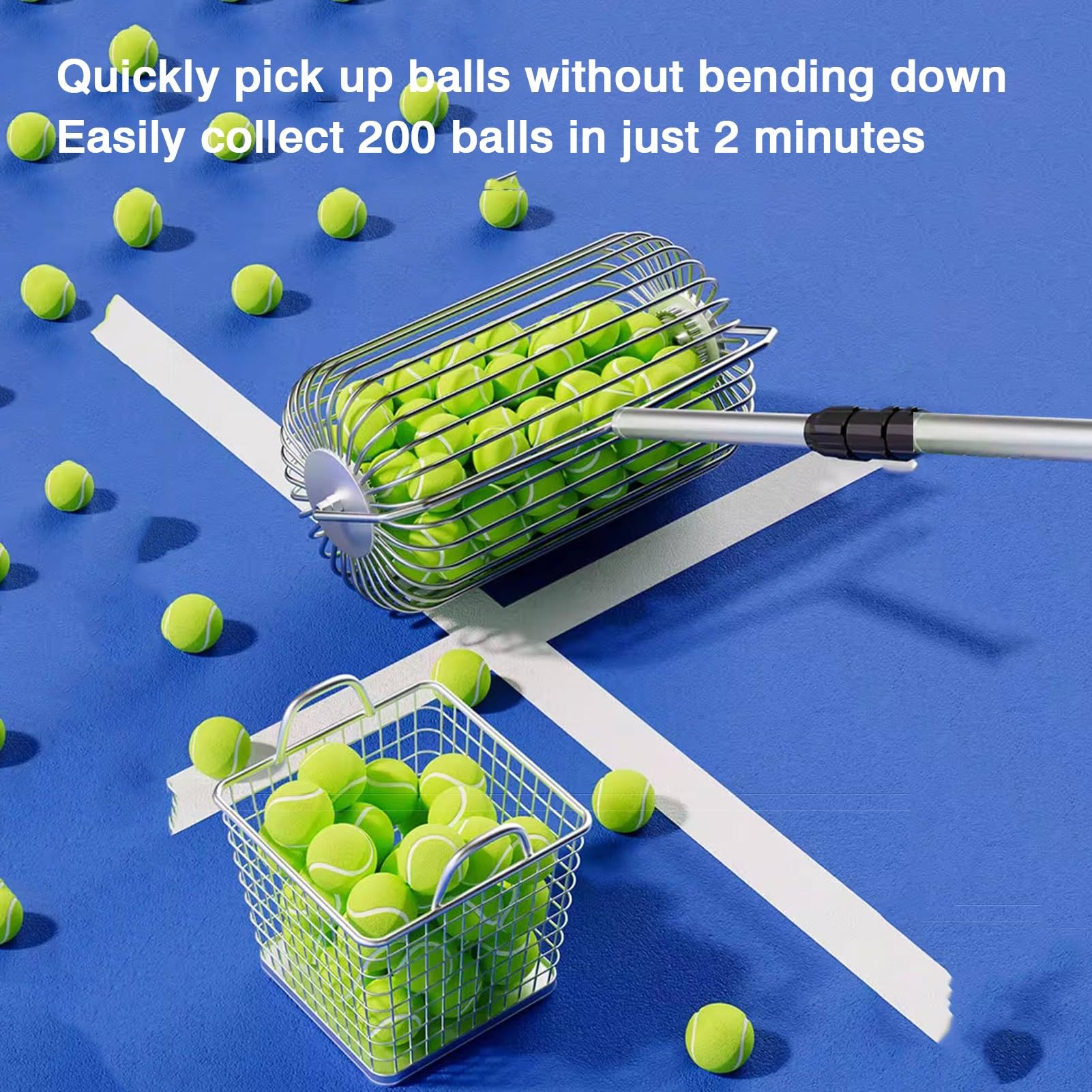 Recuperador de Pelotas de Golf y Tenis de Acero Inoxidable: recolector de Pelotas automático portátil, de Alta Capacidad y Estilo Rodillo