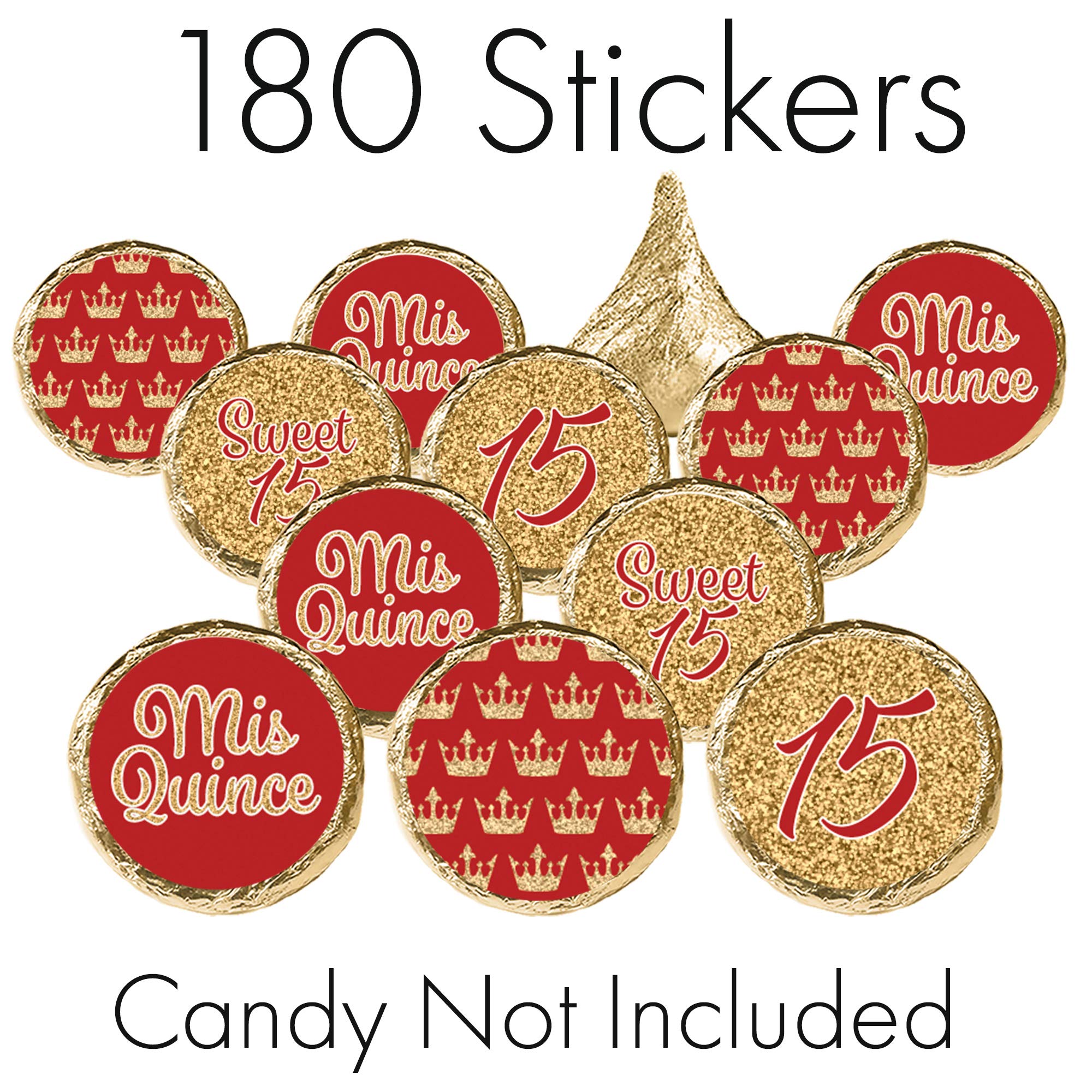 Quinceanera Party Favor Labels, Red and Gold 180 Stickers Buy Online