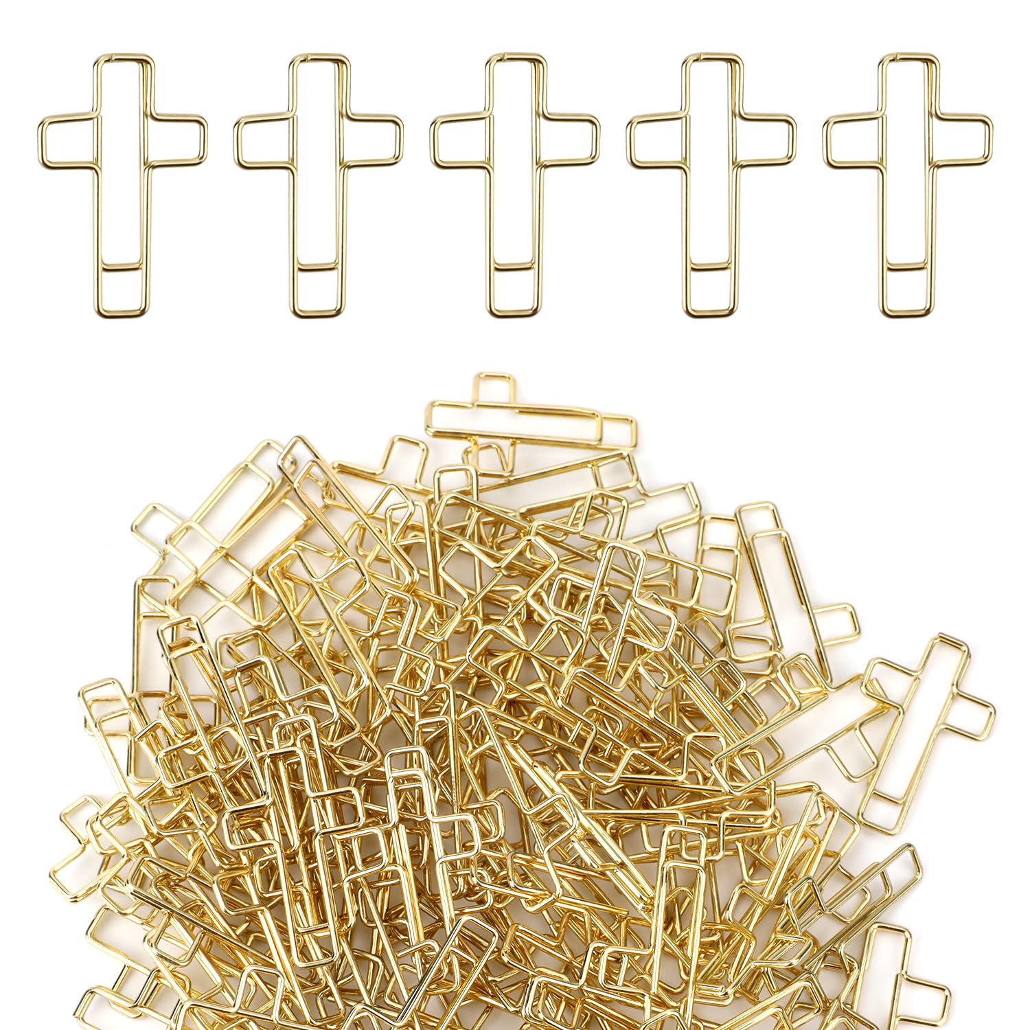 100pcs Gold Cross Paper Clips Bulk