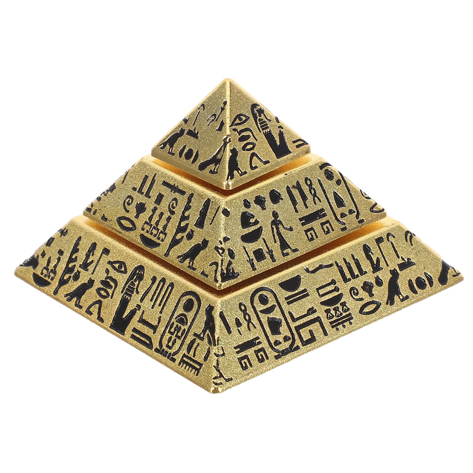 Ornement Pyramide en résine dorée aux finitions sculptées haut de gamme