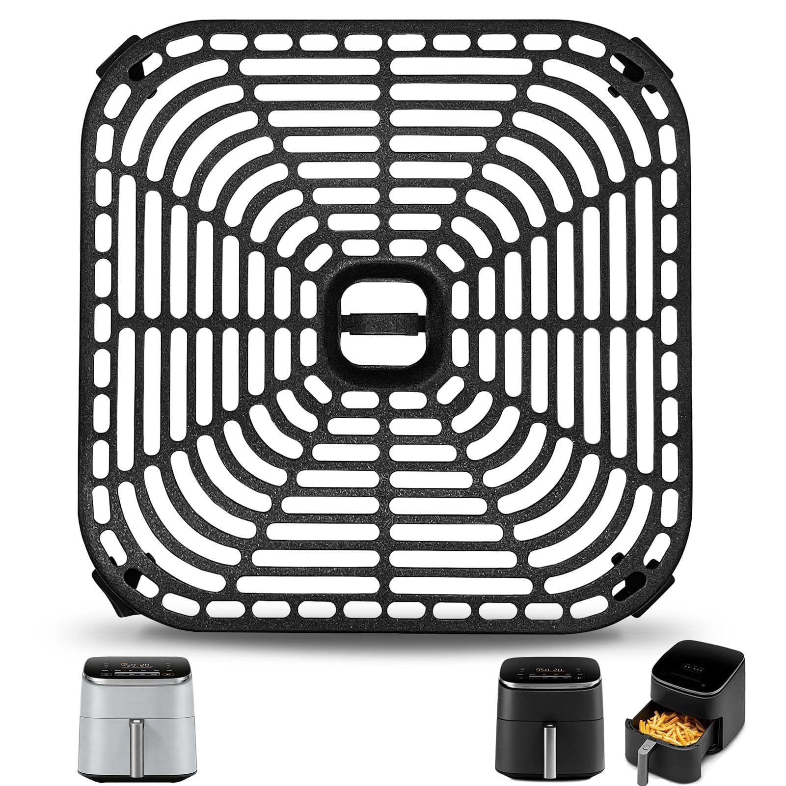 Air Fryer Grill Pan for COSORI Air Fryer TurboBlaze 6 QT, Non-Stick 8.9’’*8.9’’Square Air Fryer Rack Replacement Parts Accessories Grill Plate Crisper Plate Tray with Rubber Bumpers, Dishwasher Safe