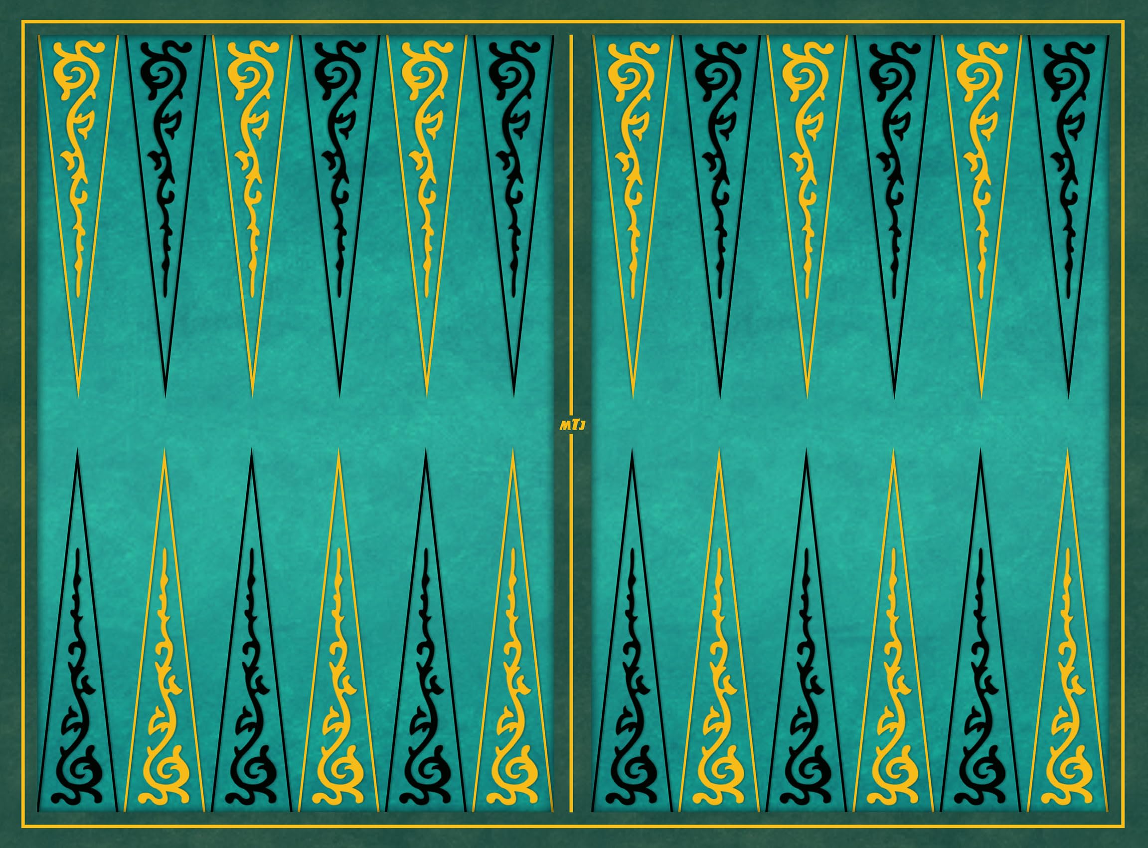 MTJ® Tapis Plateau de Backgammon Arabesques 65 x 48cm - Jersey néoprène - Fabriqué en France (Vert)