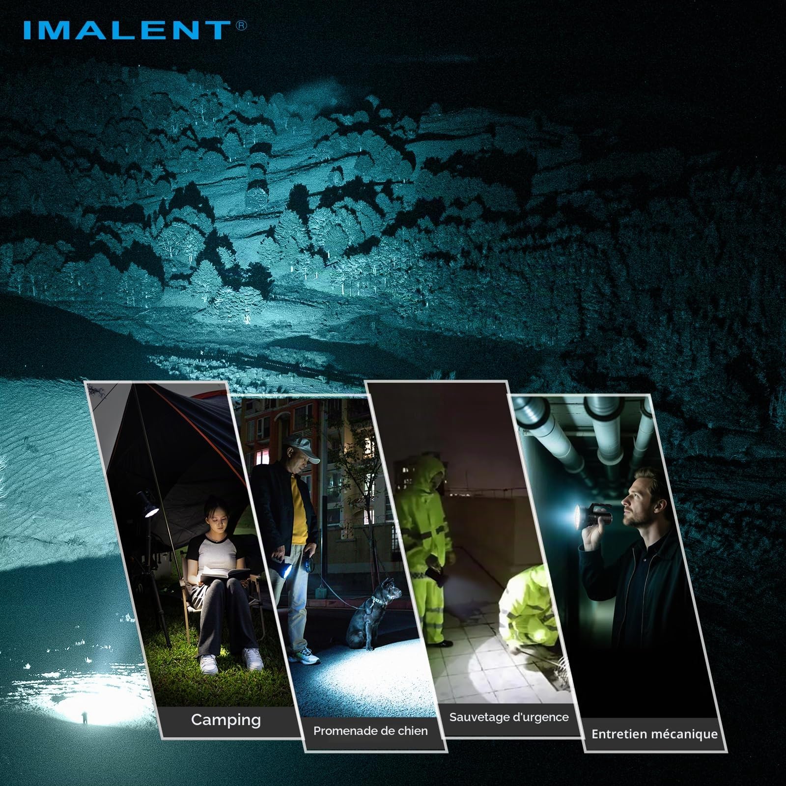 IMALENT SR16 Mini Lampe Torche Puissante Rechargeable 55 000lumens, Longue Portée de 1715m- Lampes LED 16 Ampoules CREE XHP50.3 - Poignée légère idéale pour la pêche, l'industrie et la police