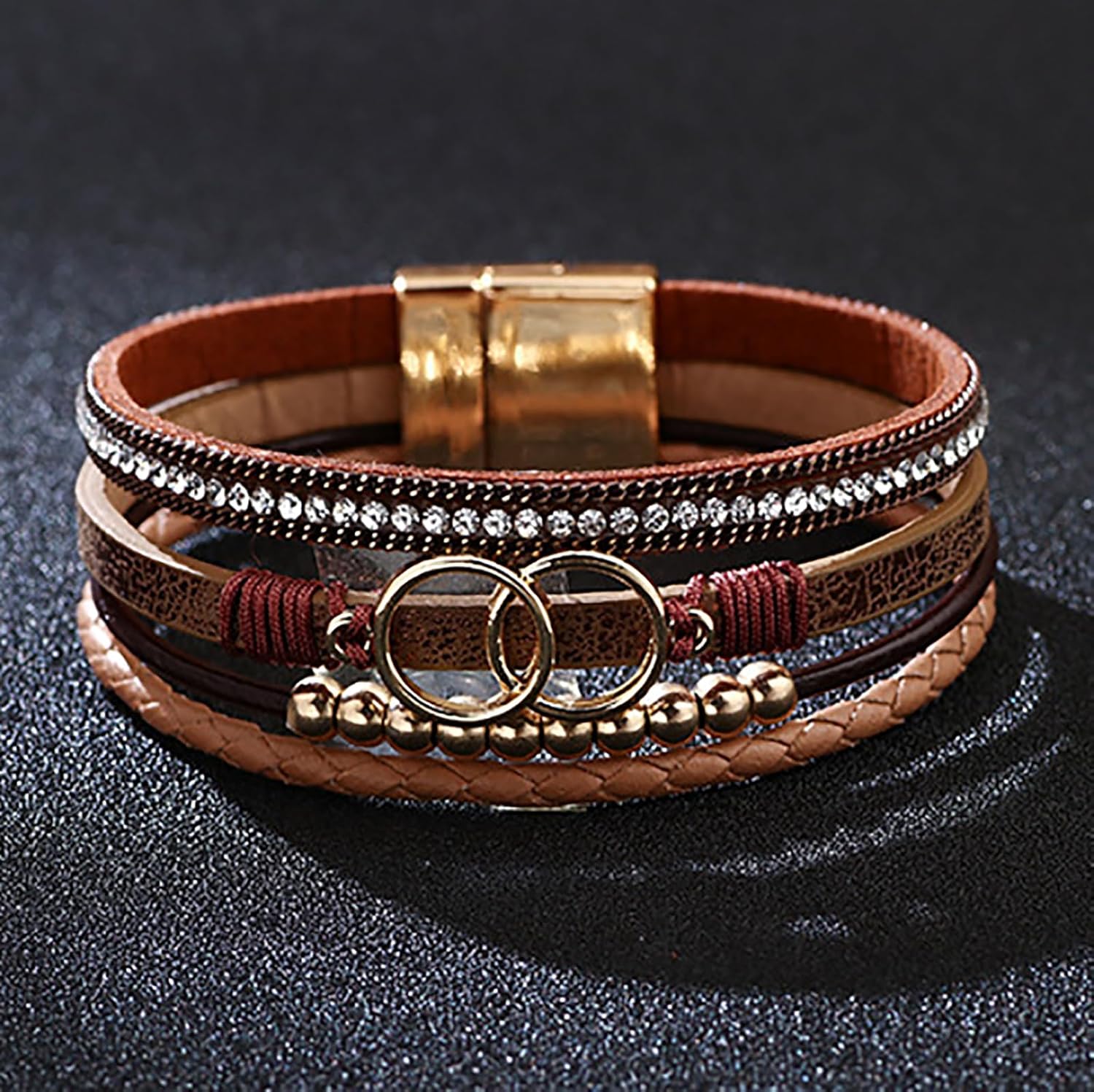 Love Heart Leather Boho Trendy Wrap Stackable Multilayer Bracelets Wide Cuff Bangle Jewelry Gift For Women - Image 7