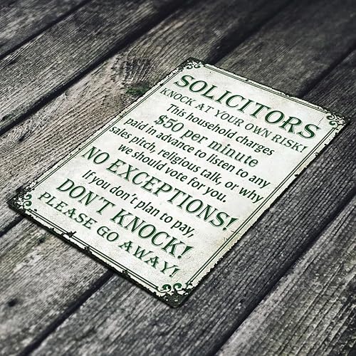 Miniatura 4 de SmartCows Letrero divertido de No Soliciting para casa, puerta, patio, negocios, Go Away, señales de abogados golpean a su propio riesgo, letreros